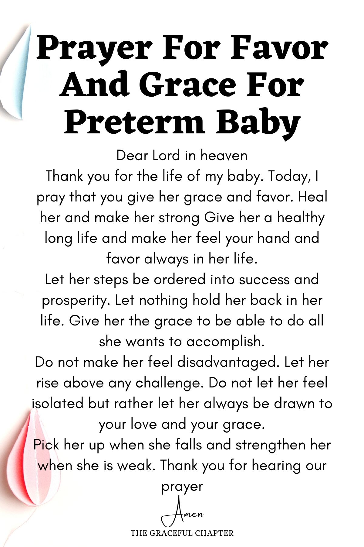 Prayer for favor and grace for preterm baby