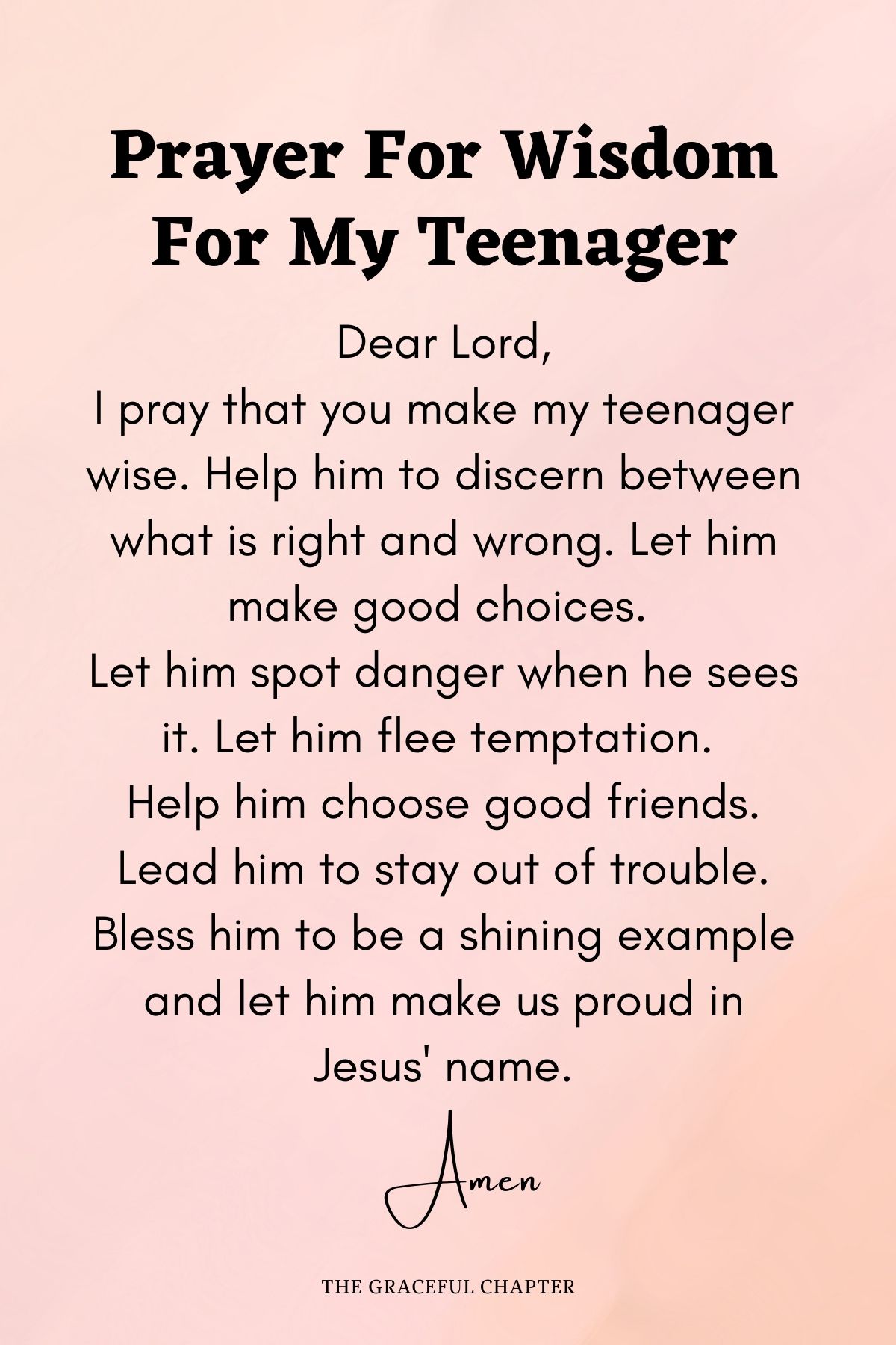 Prayer for wisdom for my teenager