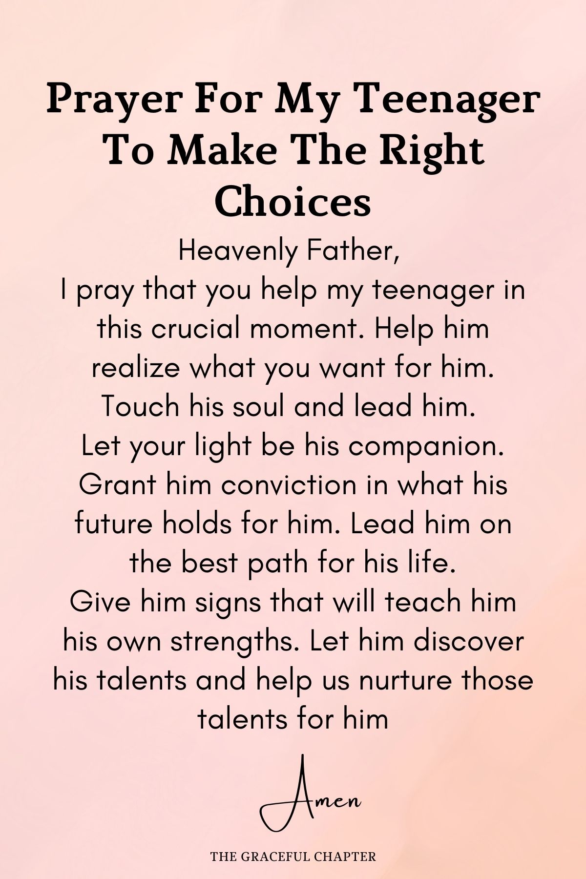 Prayer for my teenager to make the right choices