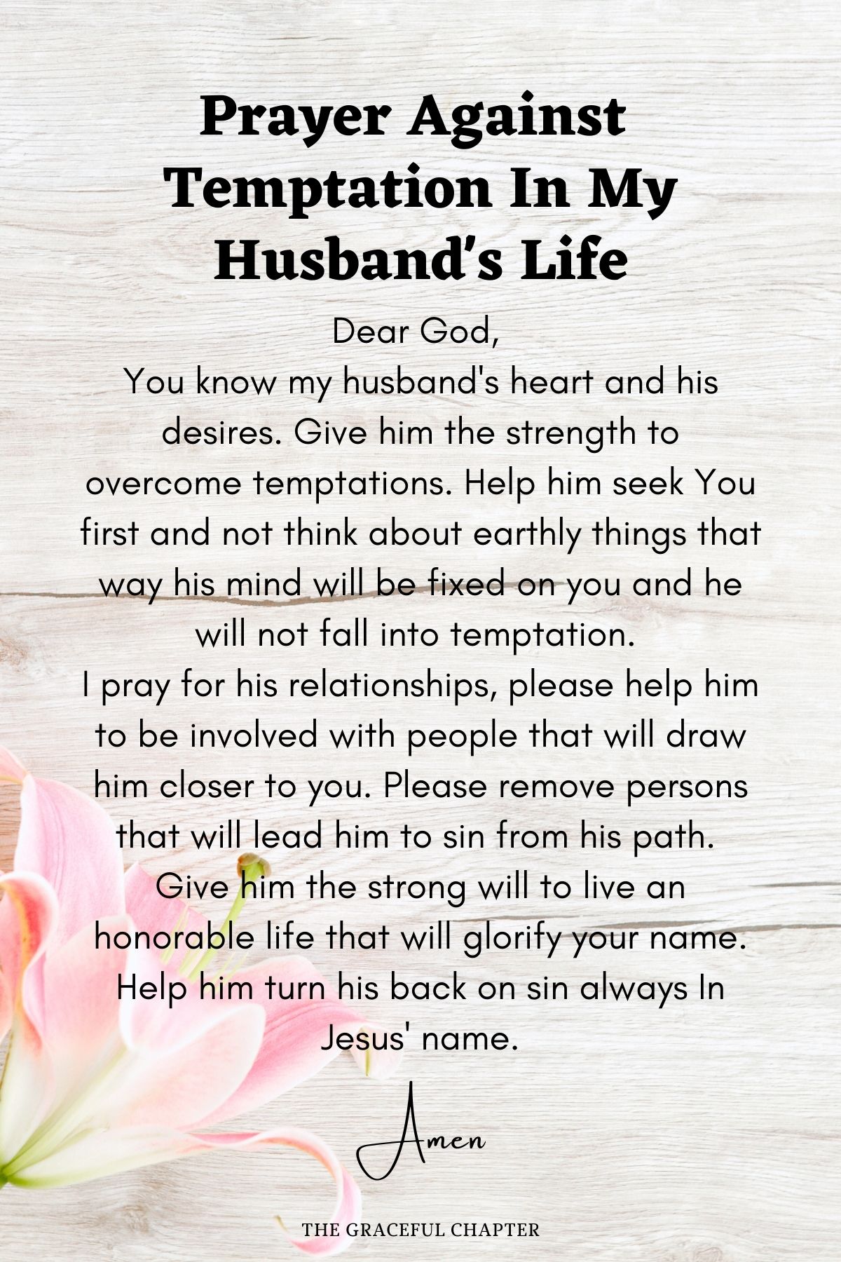 Prayer against temptation in my husband's life