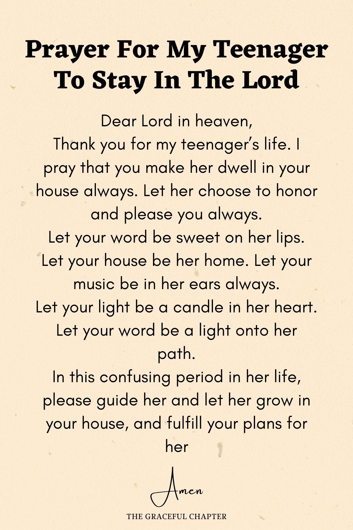 Prayer for my teenager to stay in the Lord