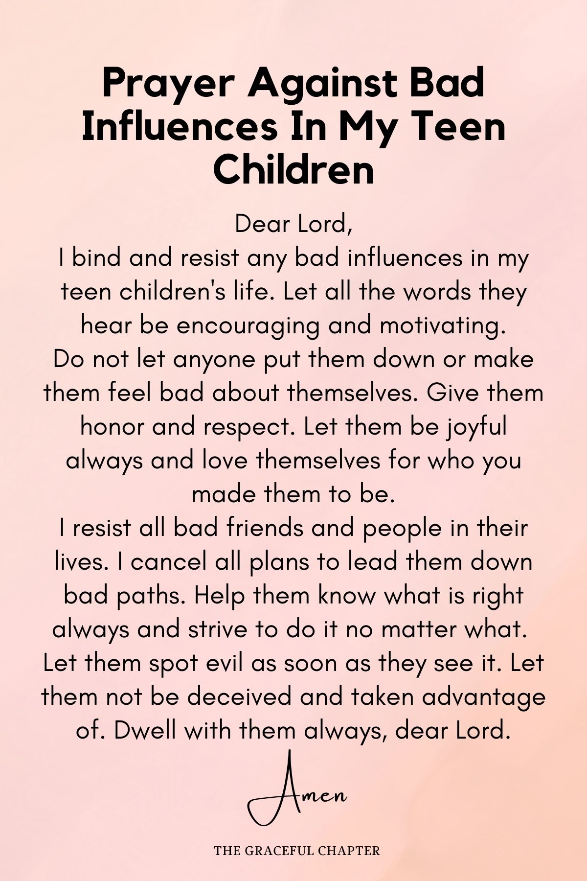 Prayer against bad influences in my teen children