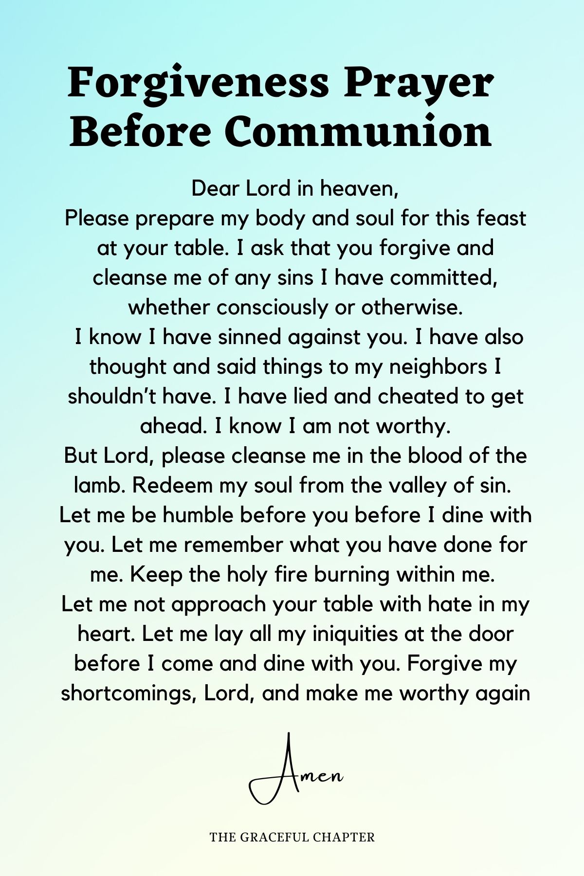 Forgiveness prayer before communion