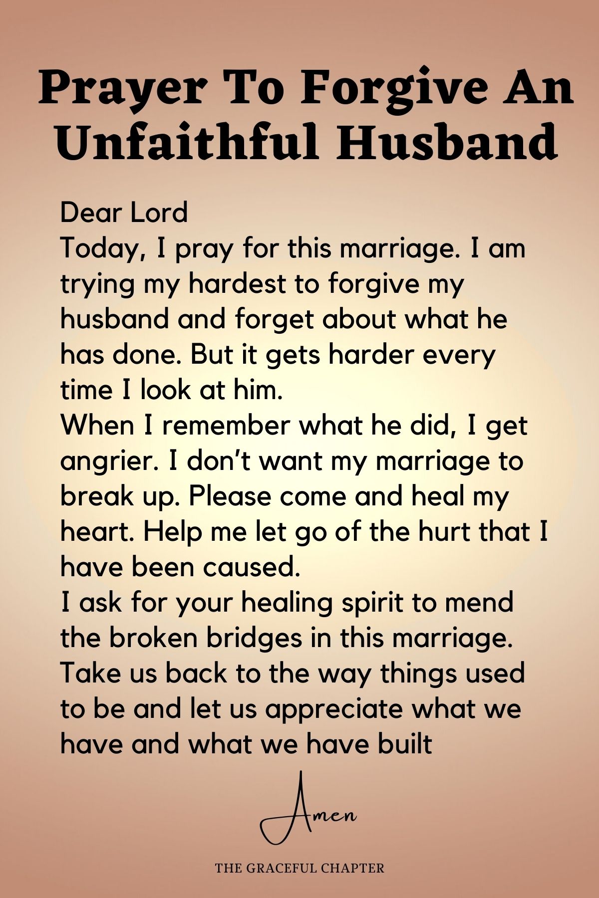 Prayer to forgive an unfaithful husband