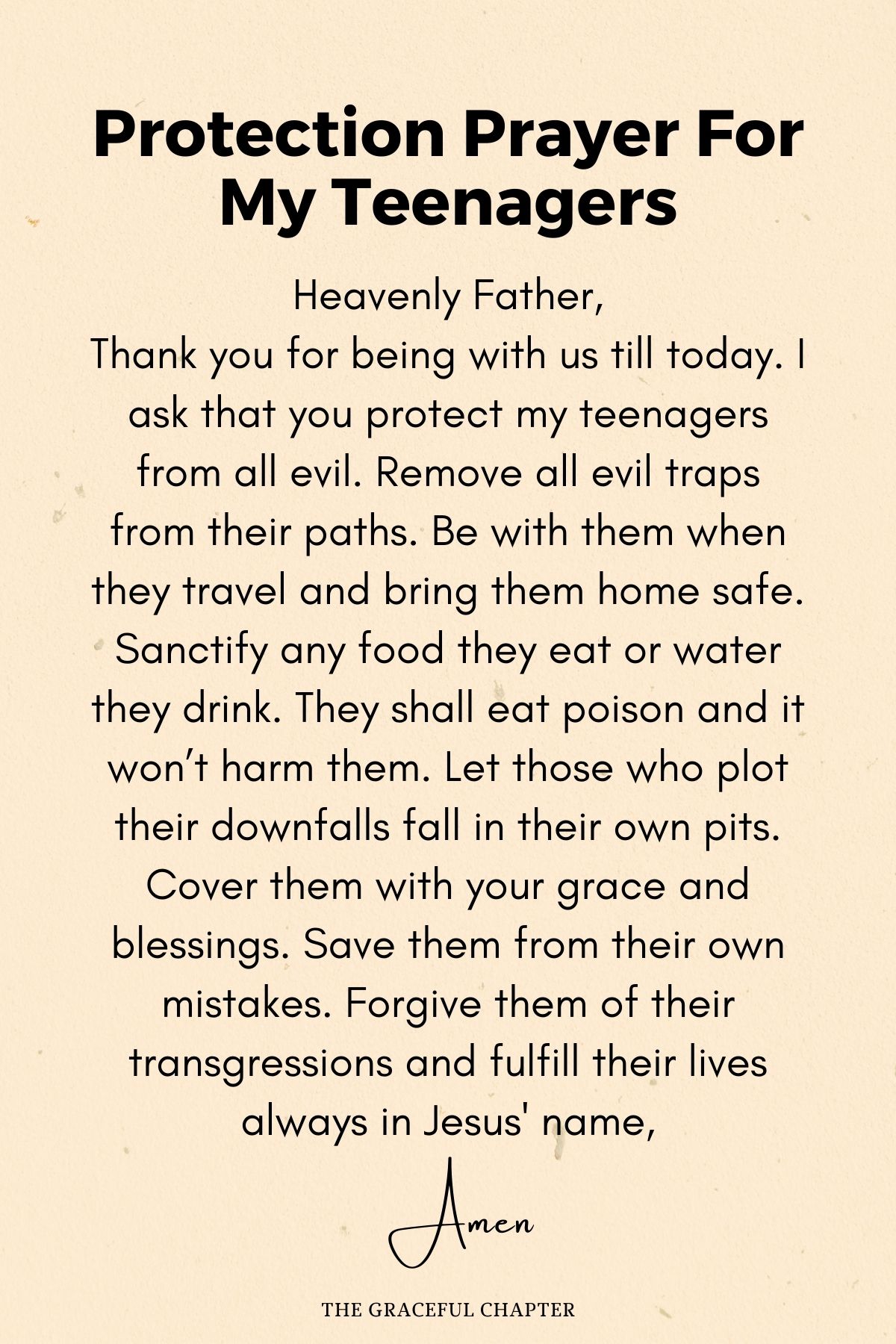 Protection prayer for my teenagers