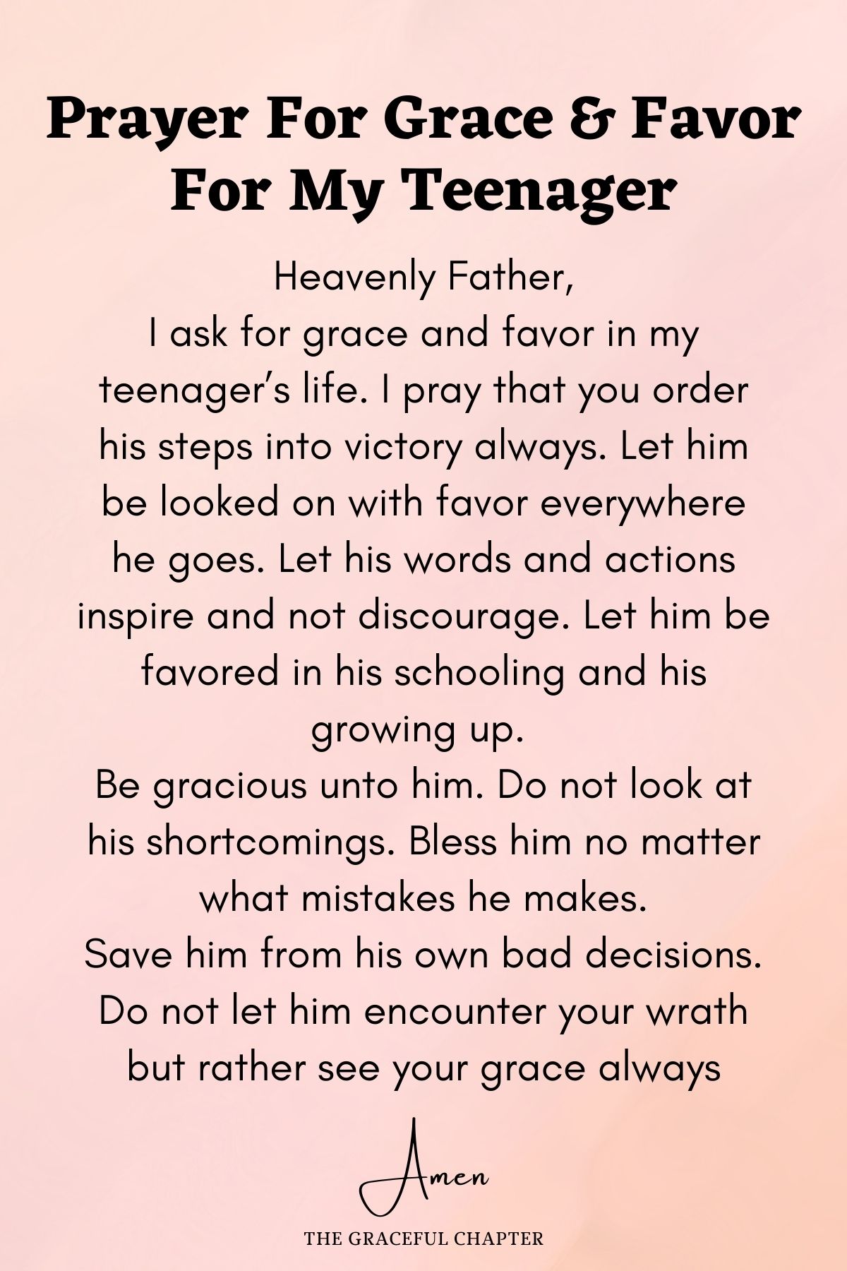 Prayer for grace and favor for my teenager