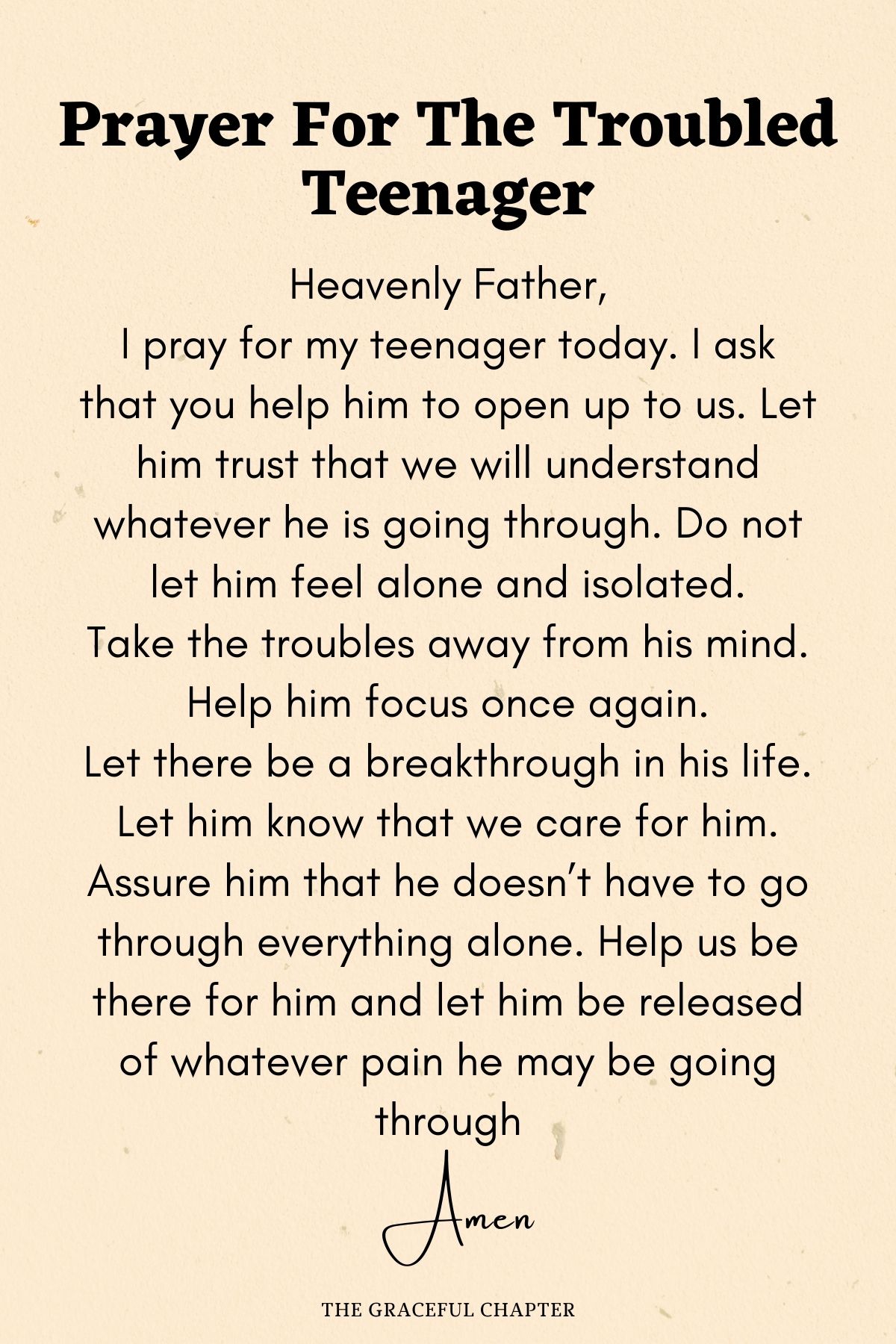 Prayer for the troubled teenager