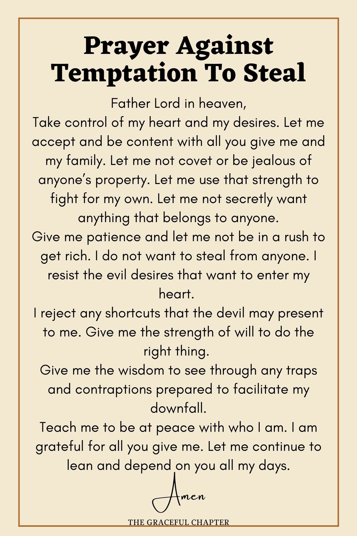 Prayer against temptation to steal
