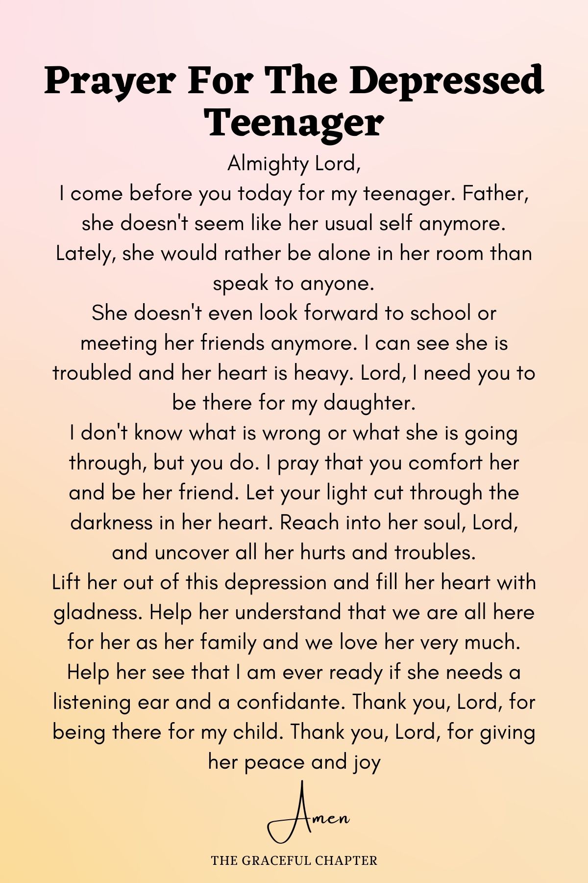 Prayer for the depressed teenager