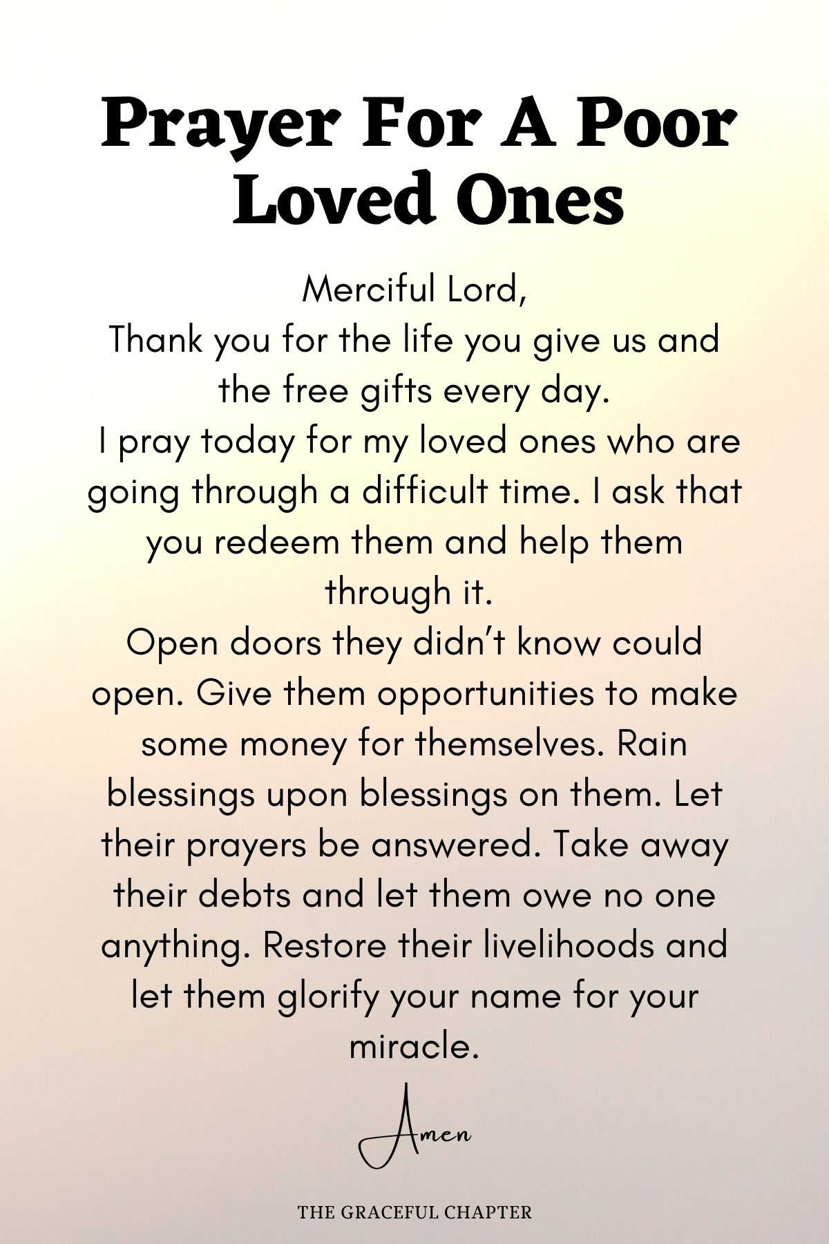 Prayer for poor loved ones