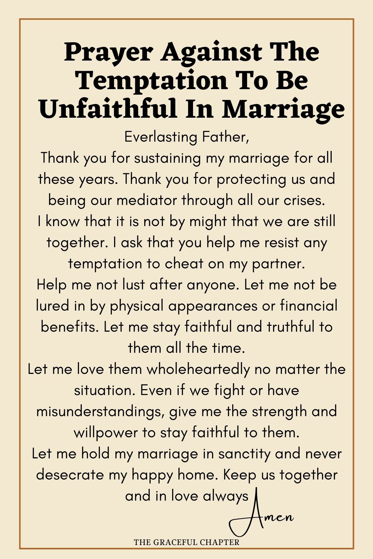 Prayer against the temptation to be unfaithful in marriage