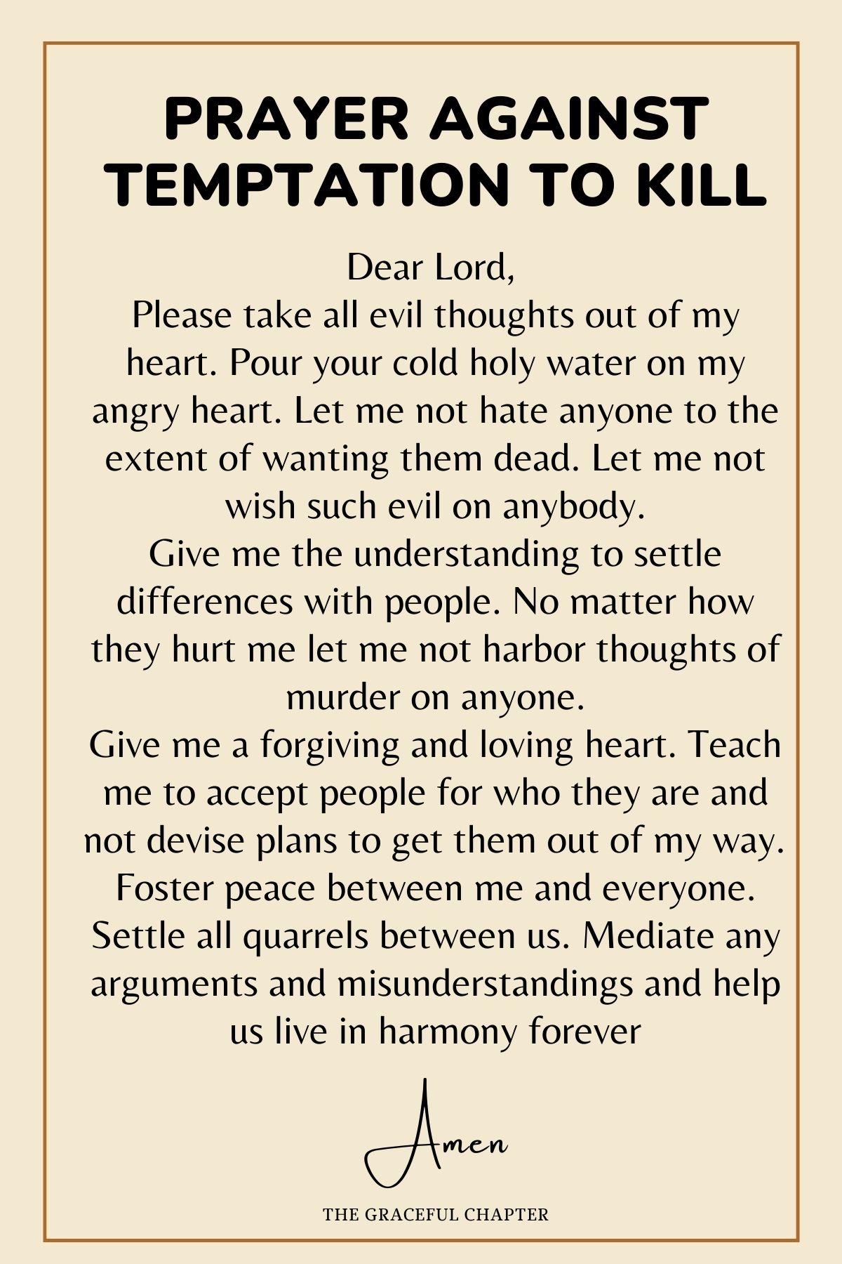 Prayer against temptation to kill