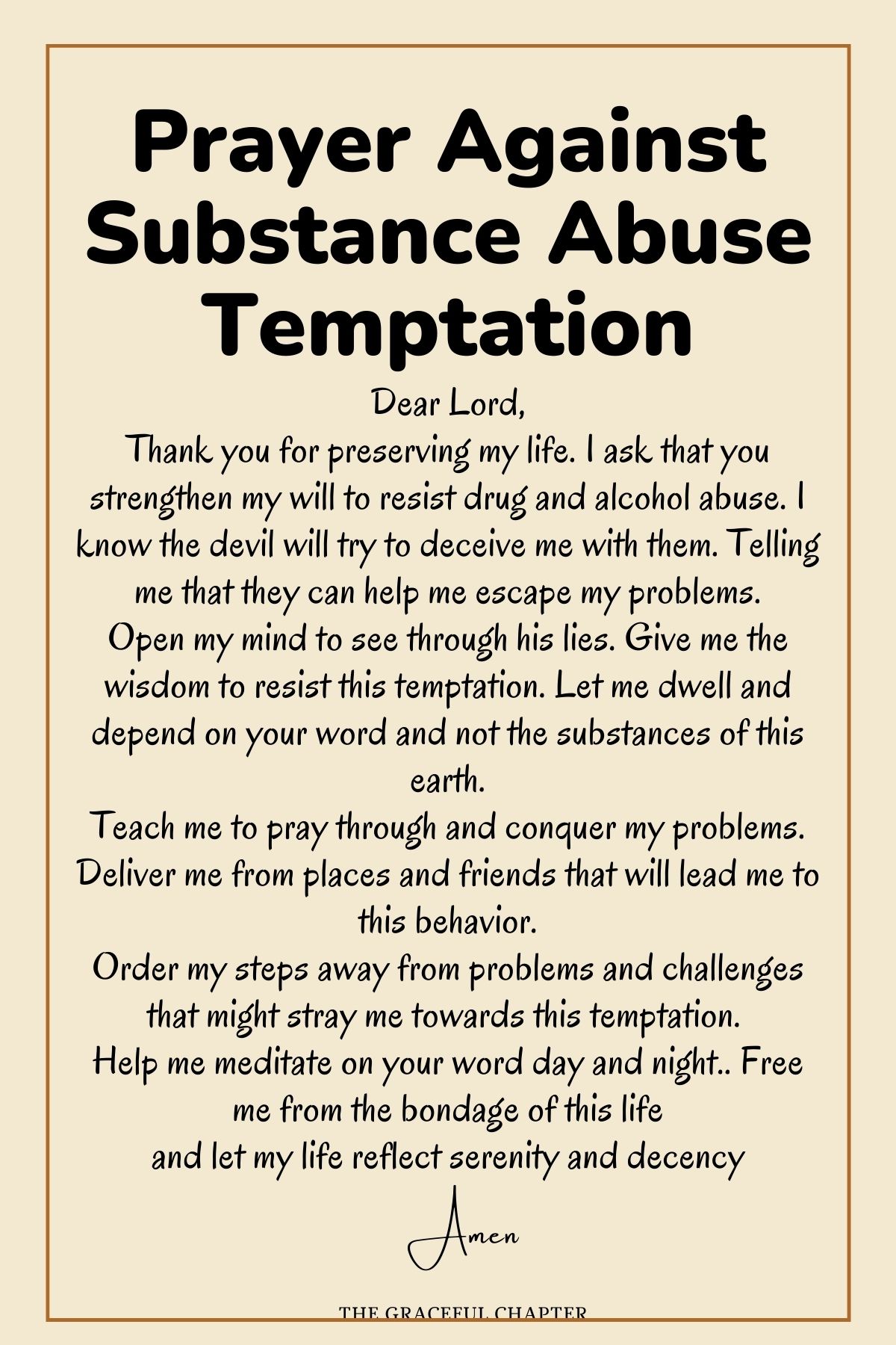 Prayer against substance abuse temptation