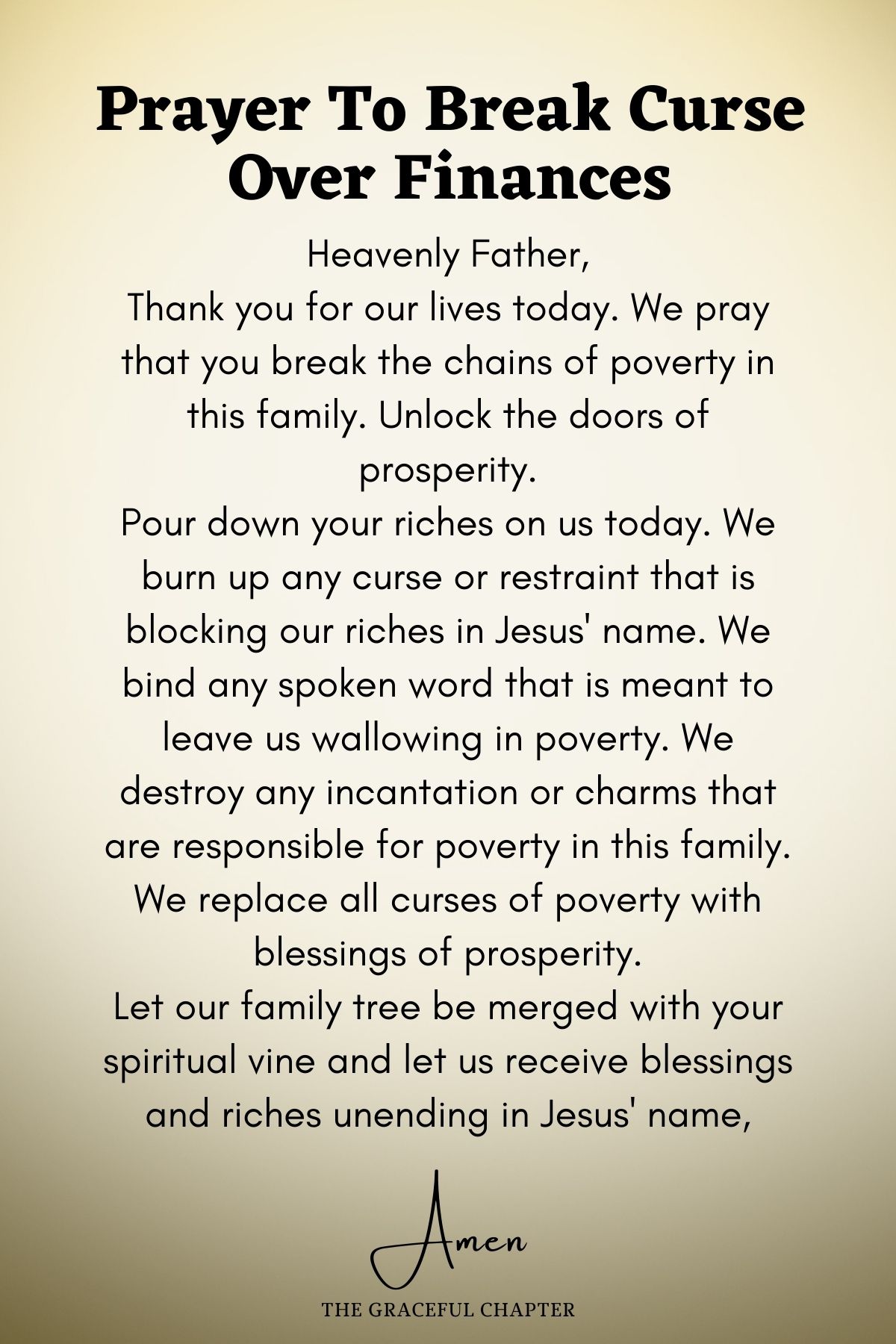 Prayer to break curse over finances