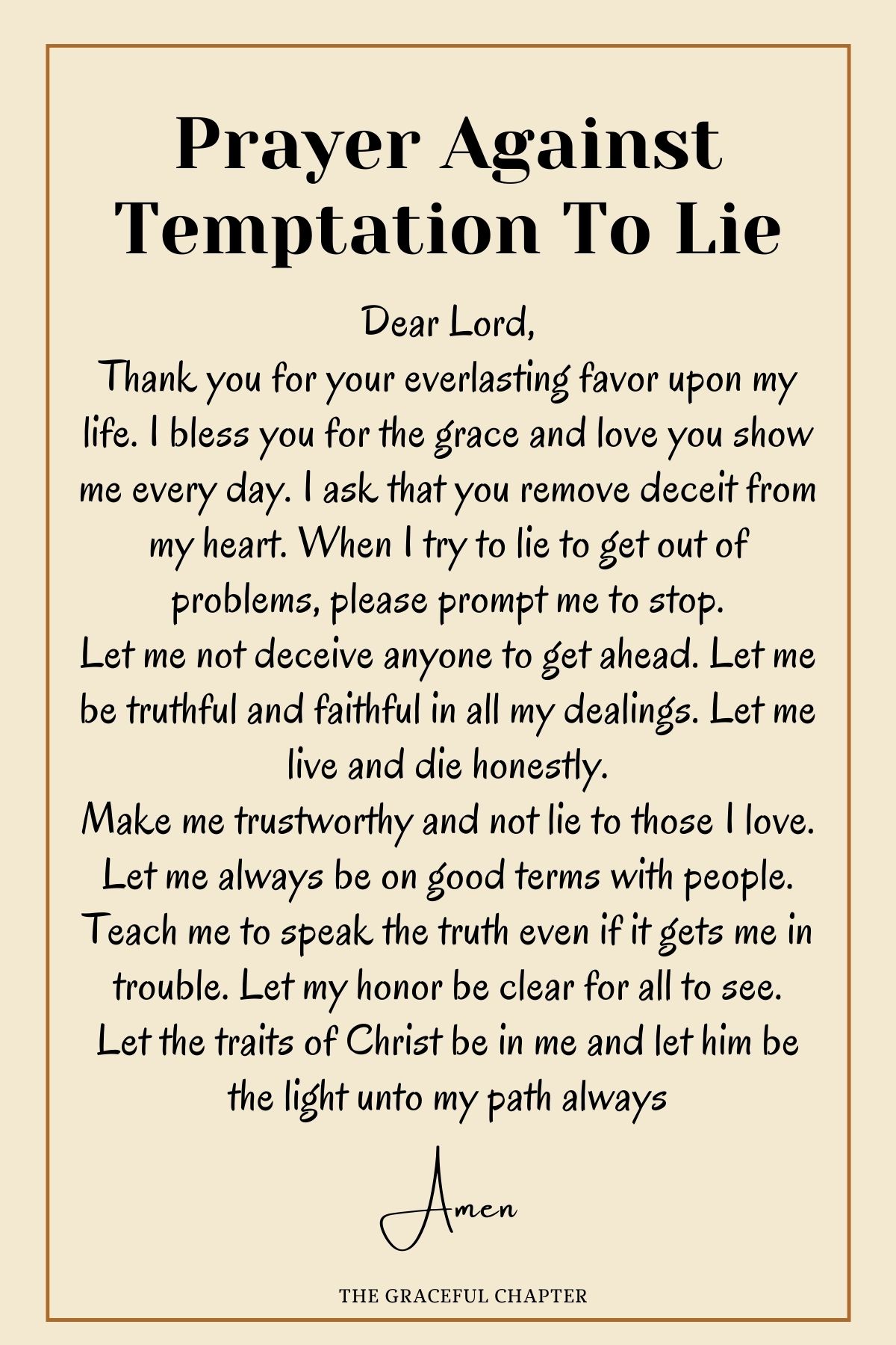 Prayer against temptation to lie