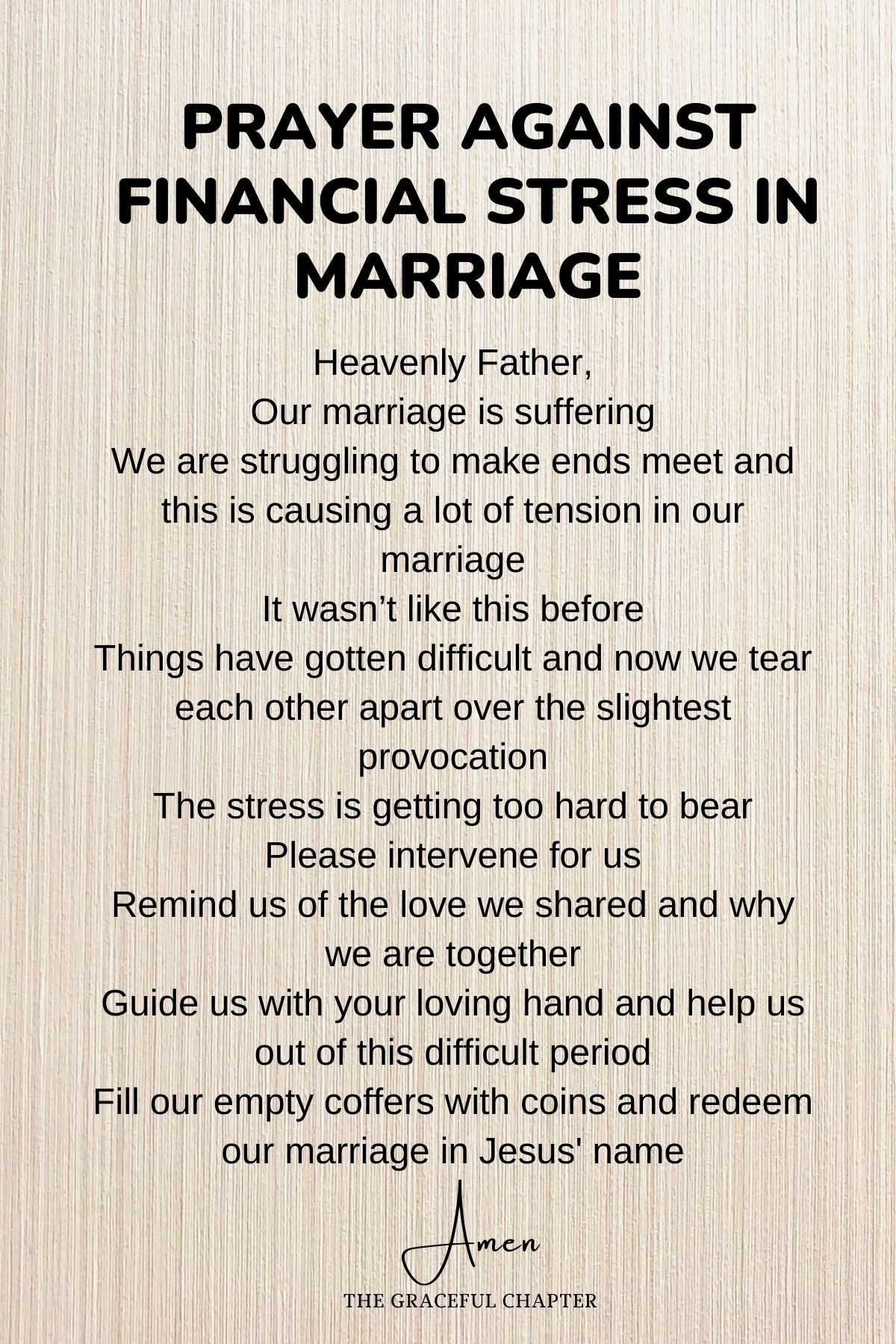Prayer against financial stress in marriage