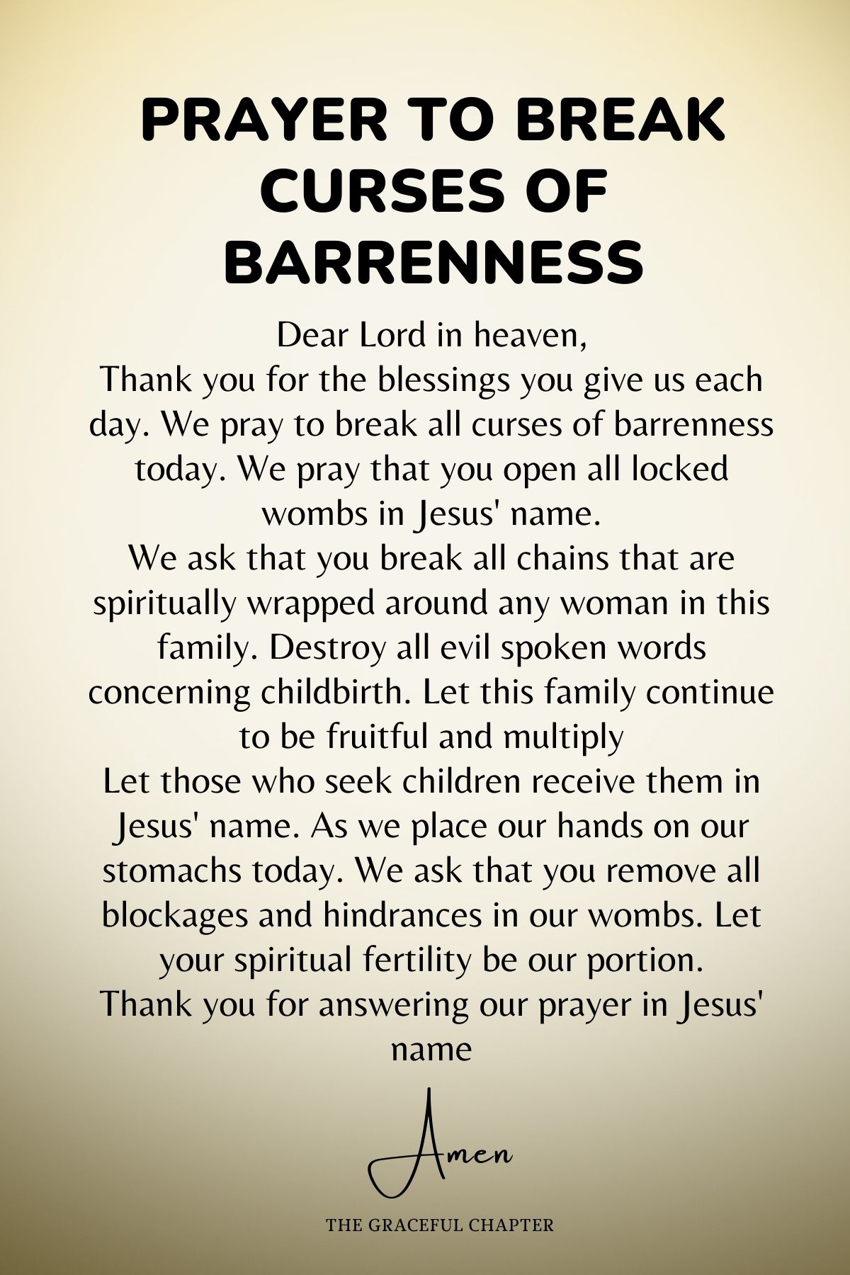 Prayer to break curses of barrenness