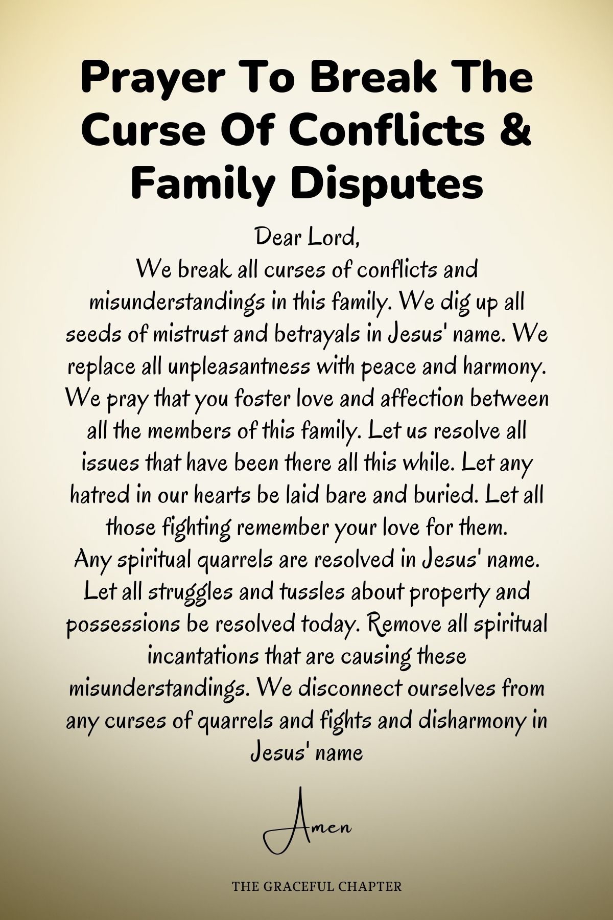 Prayer to break the curse of conflicts and family disputes