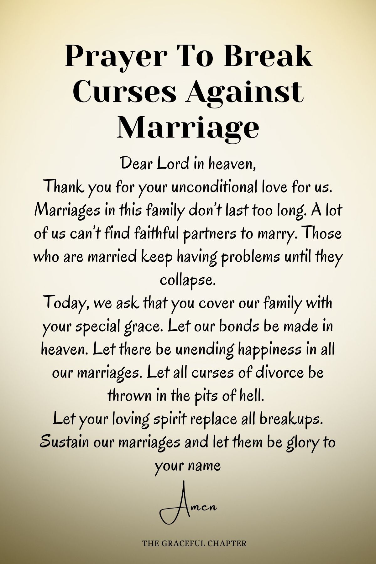Prayer to break curses against marriage