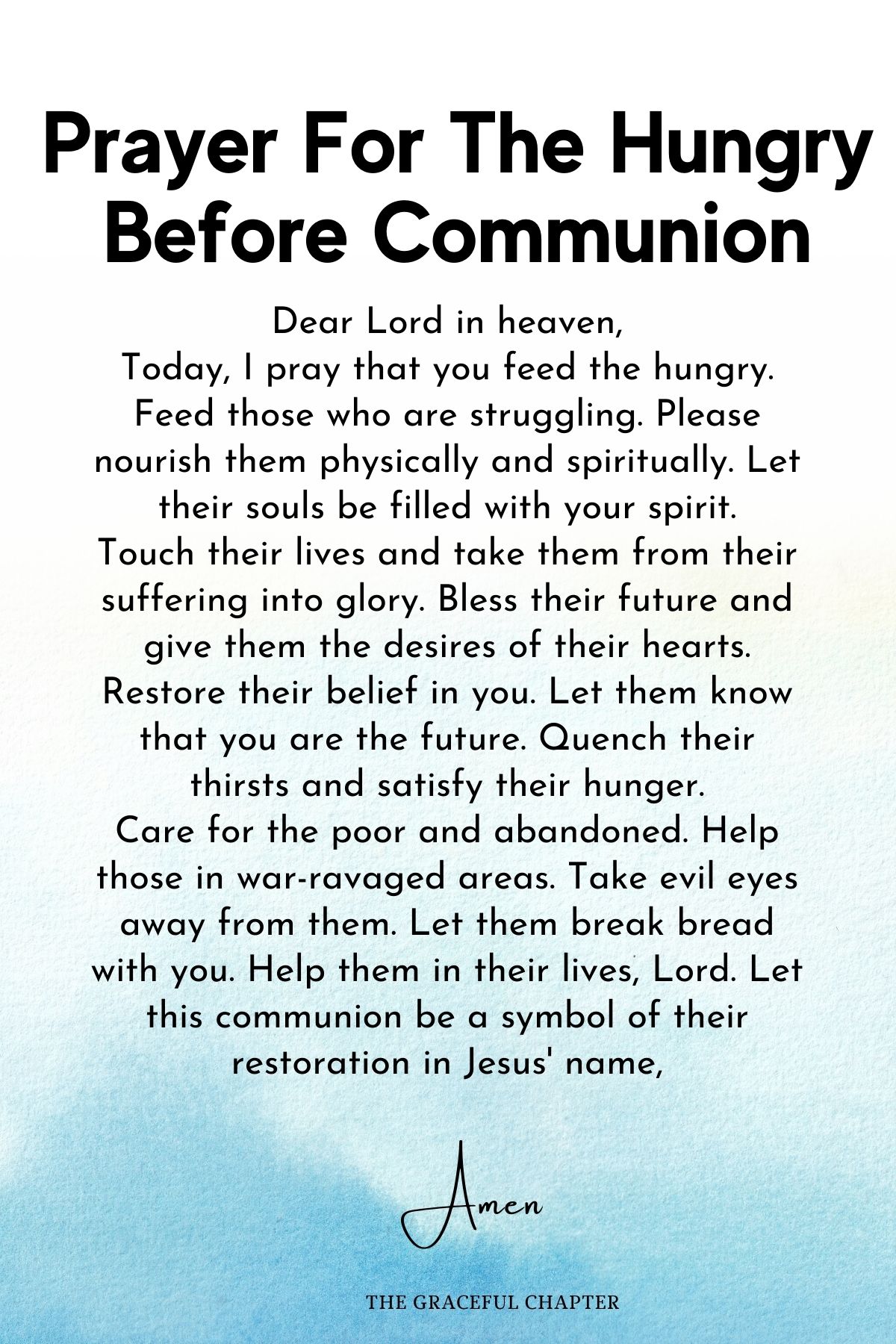 Prayer for the hungry before communion