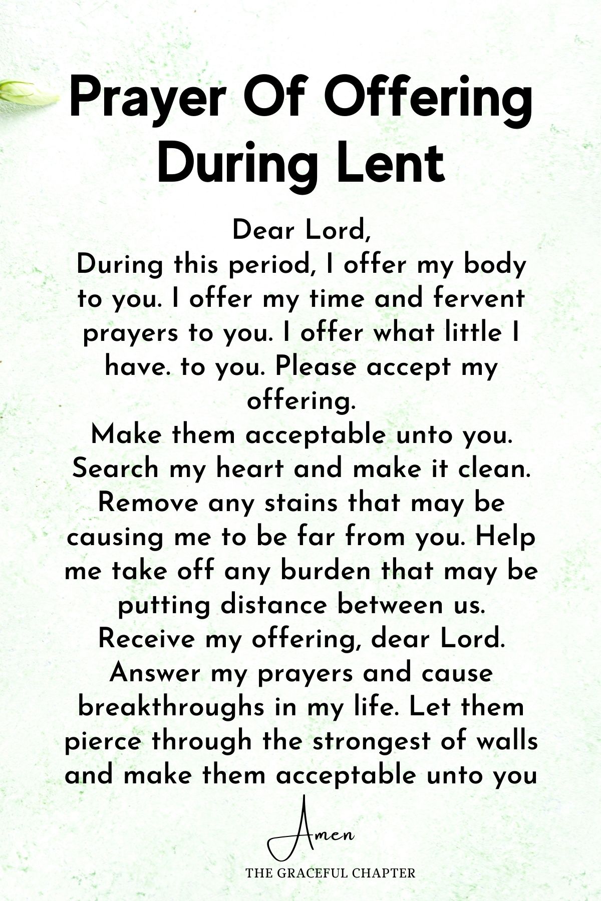 Prayer of offering during lent