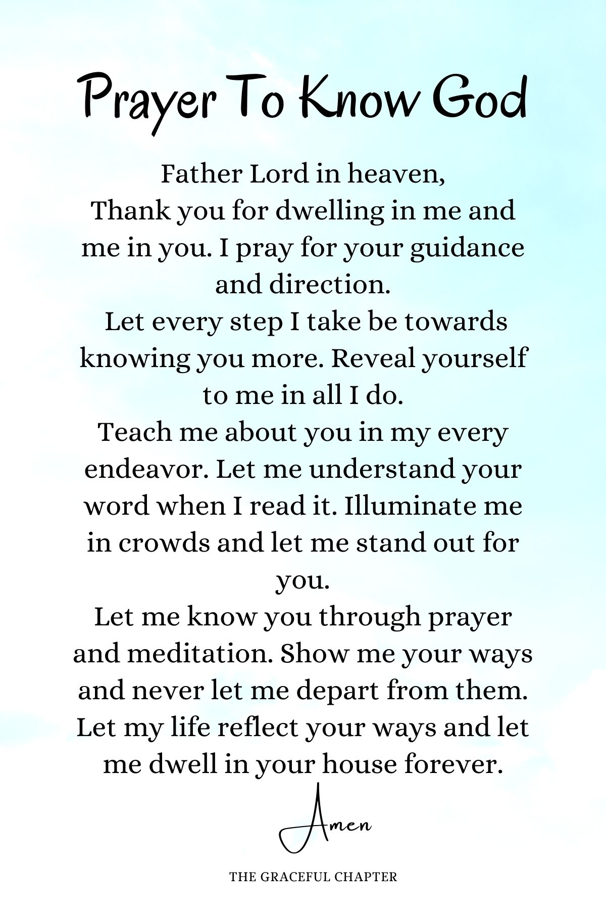 Prayer to know God