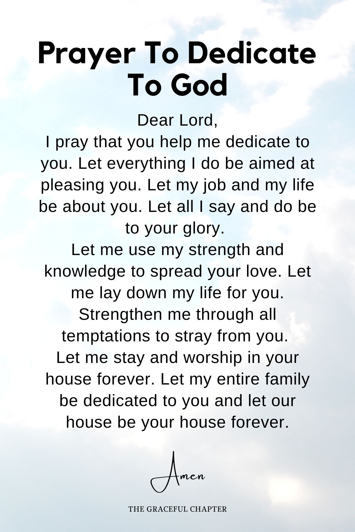 Prayer to dedicate to God