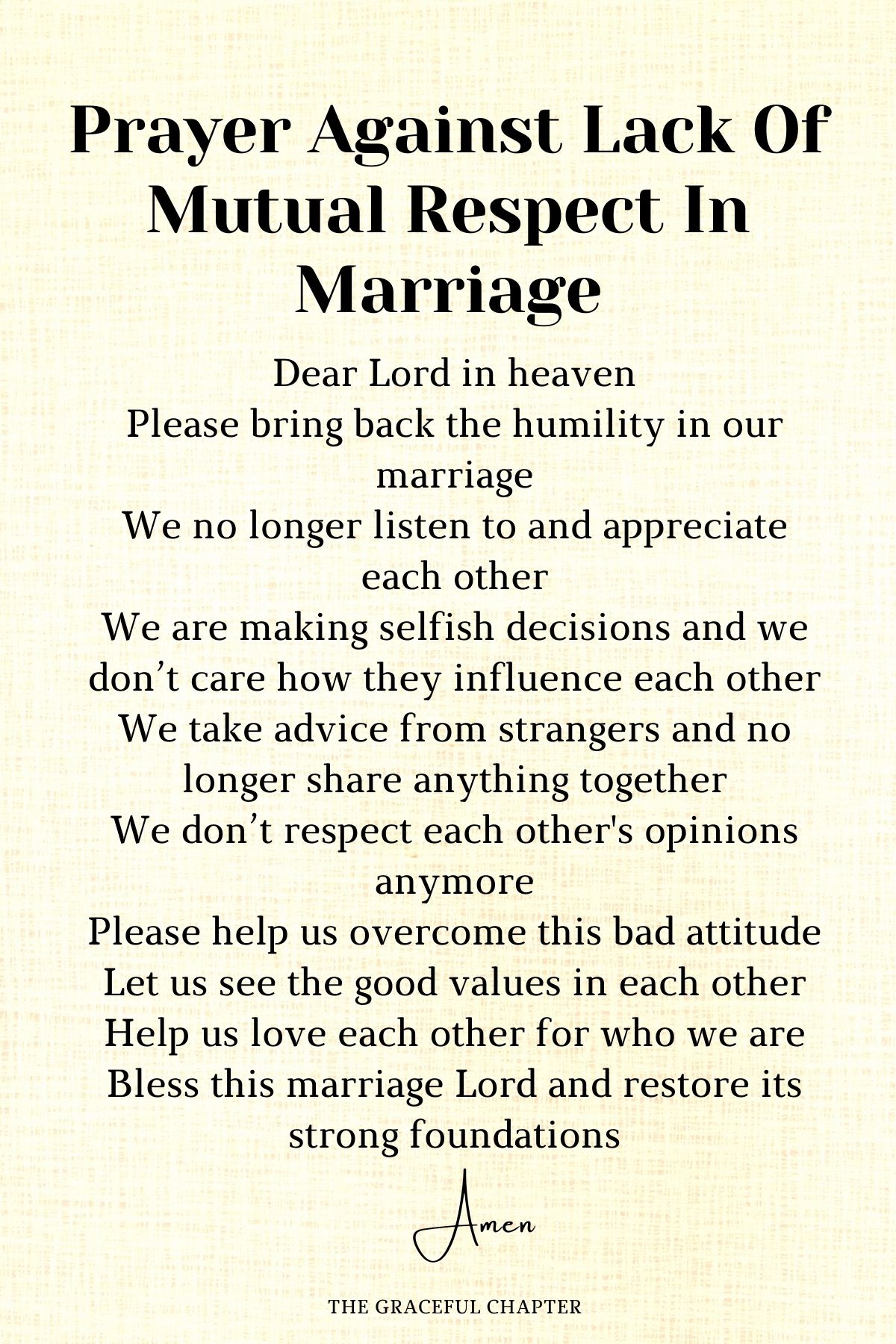 Prayer against lack of mutual respect in marriage