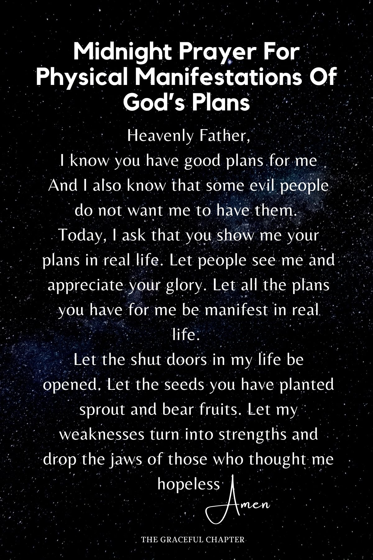 Midnight prayer for physical manifestations of God’s plans