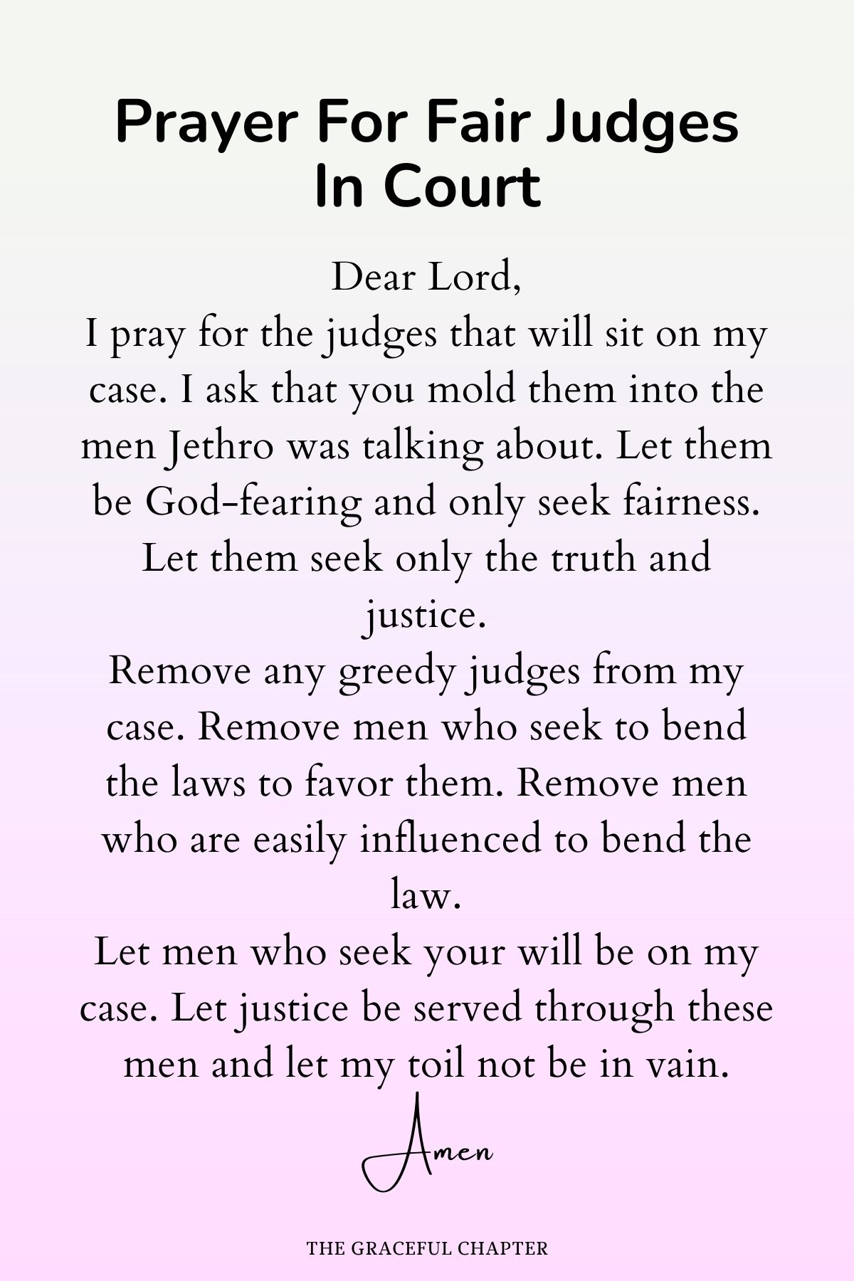 Prayer for fair judges in court