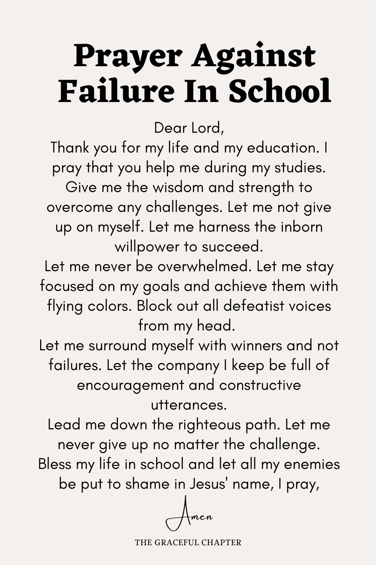 Prayer against failure in school