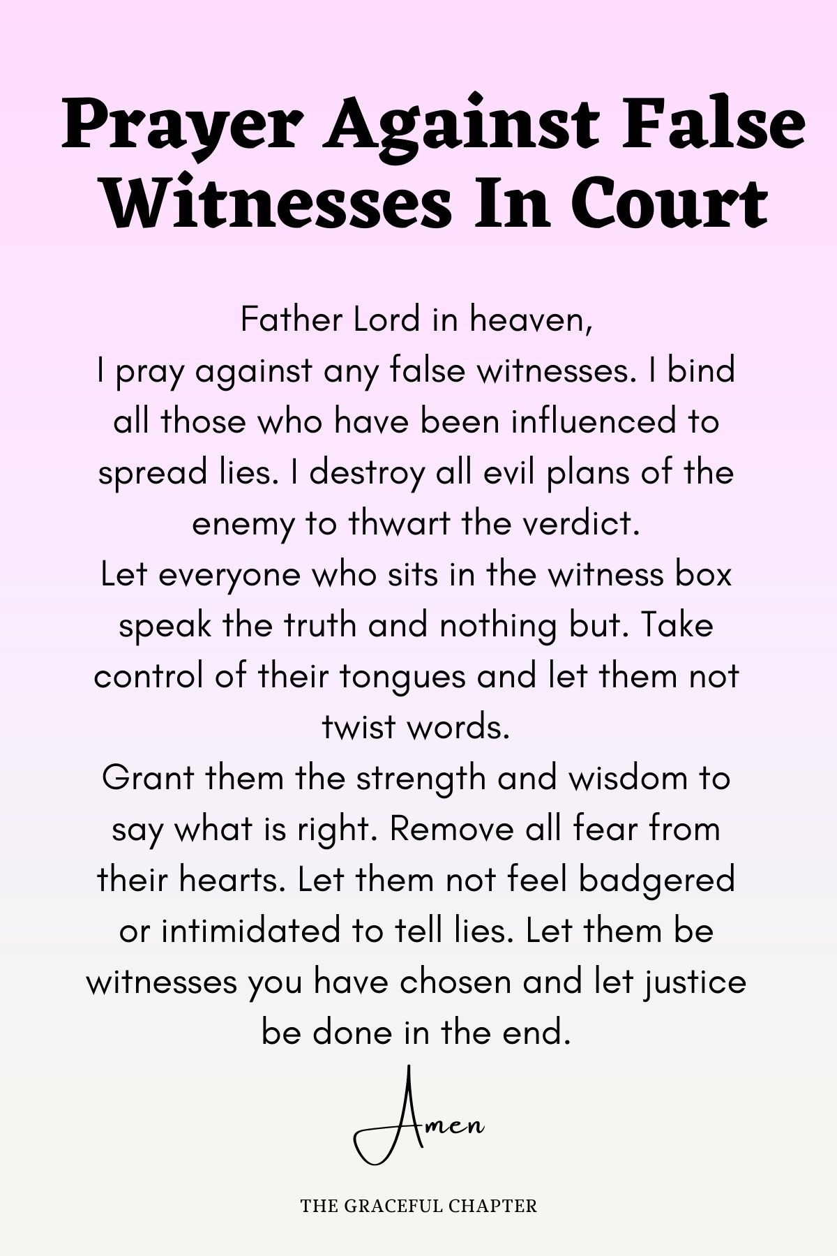 Prayer against false witnesses in court