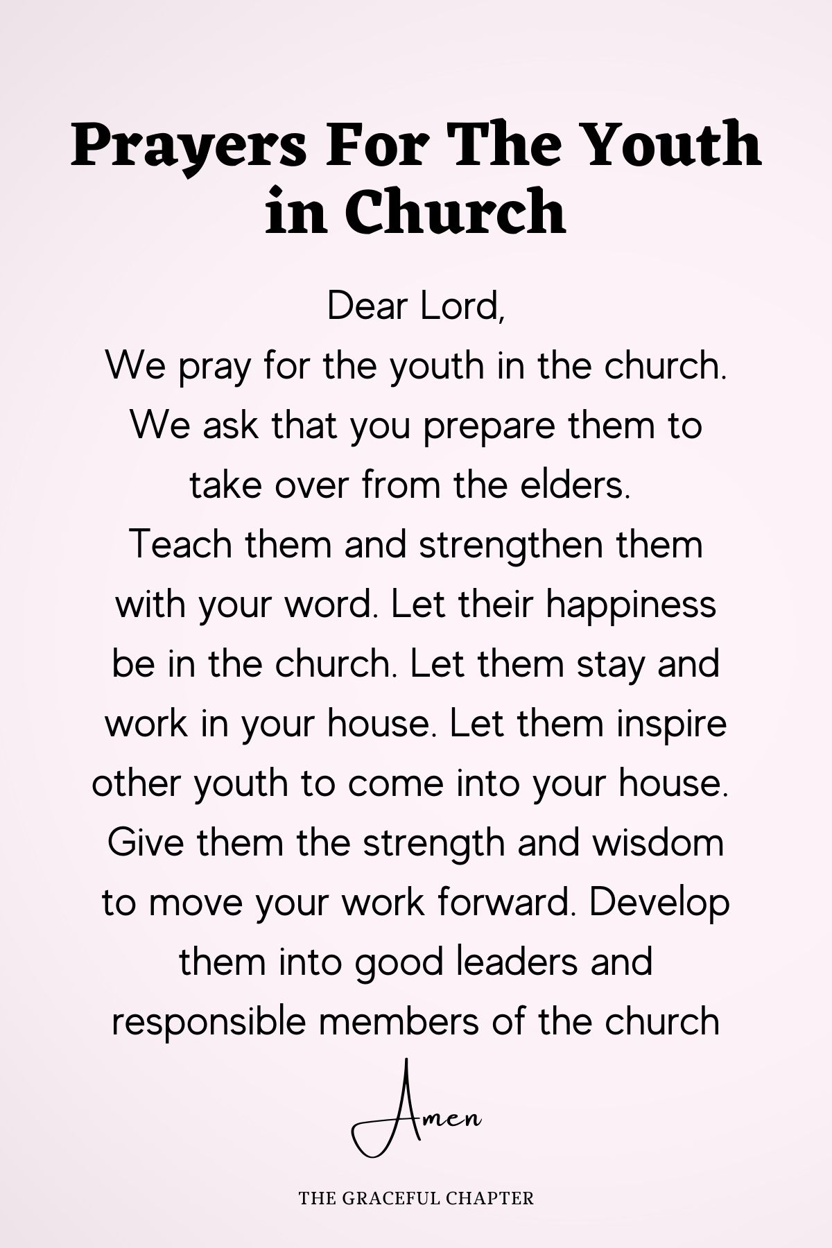 Prayers for the youth in church