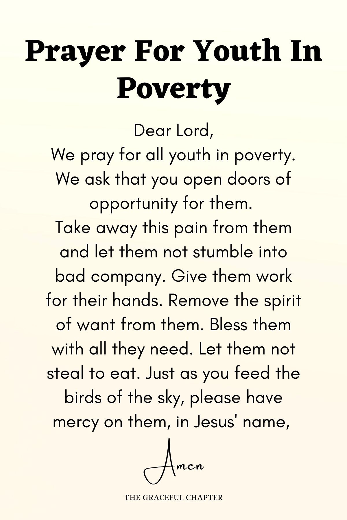 Prayer for youth in poverty