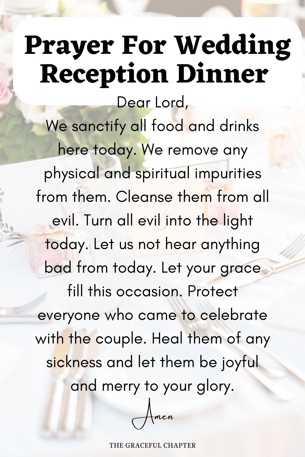 Prayer for wedding reception dinner 