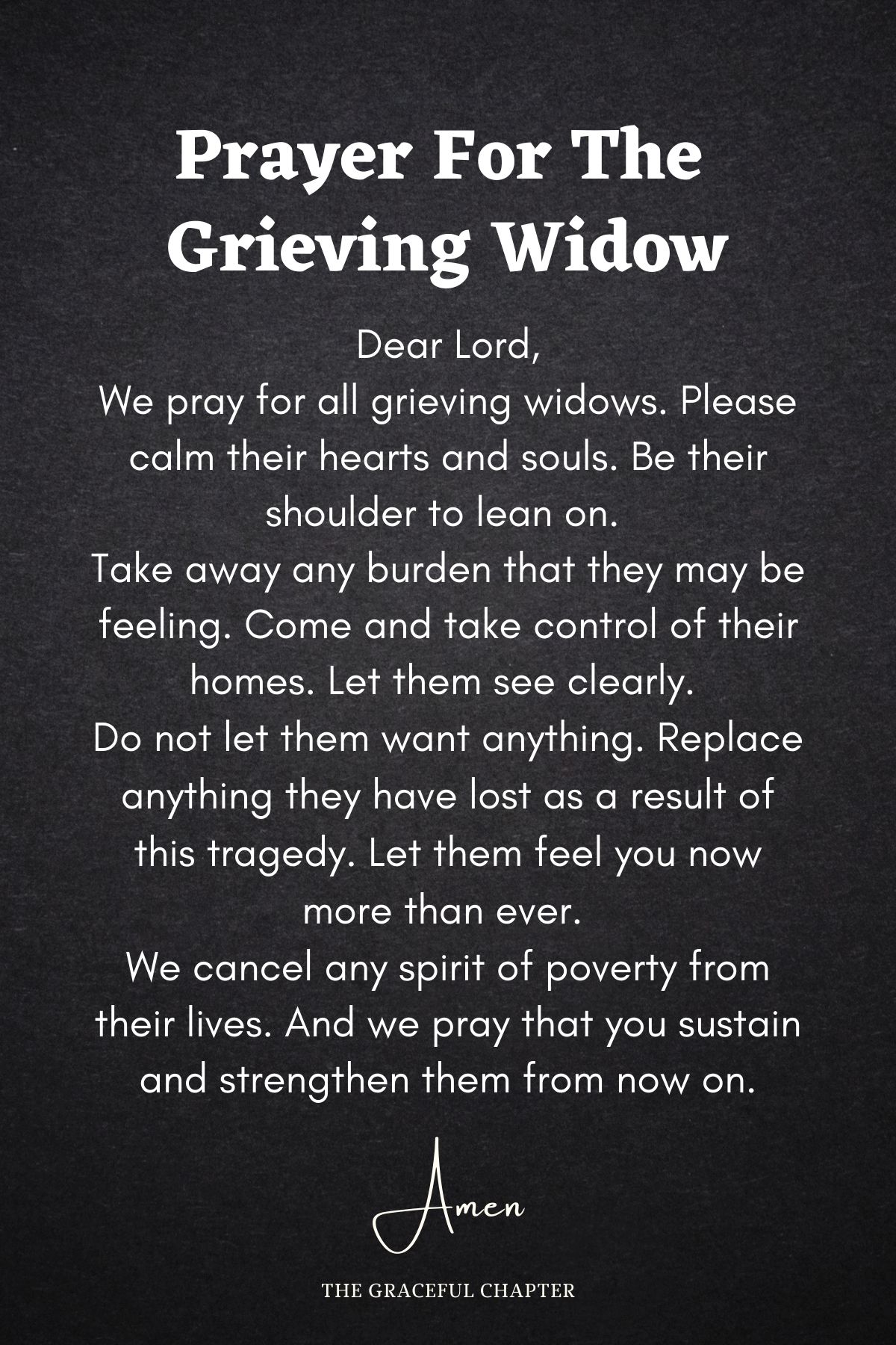 Prayer the grieving widow