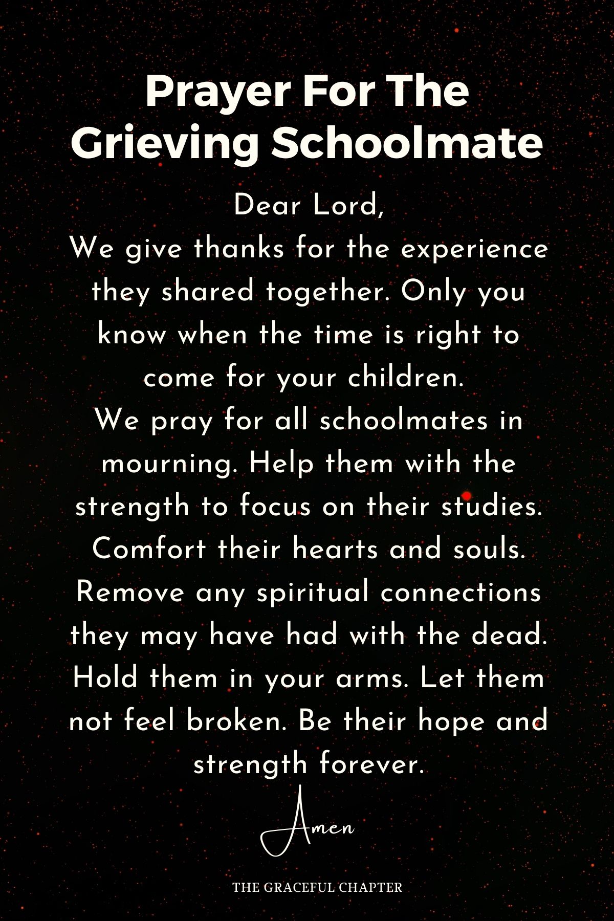 Prayer for the grieving schoolmate