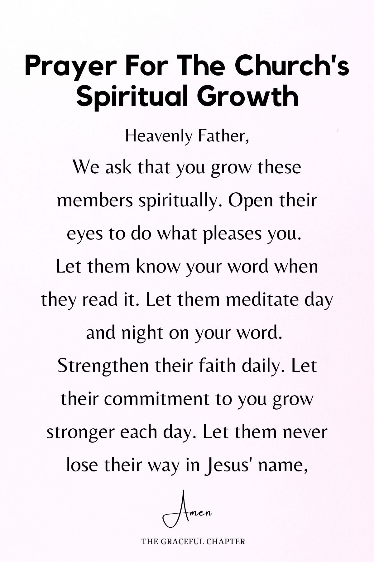 Prayer for the church's spiritual growth