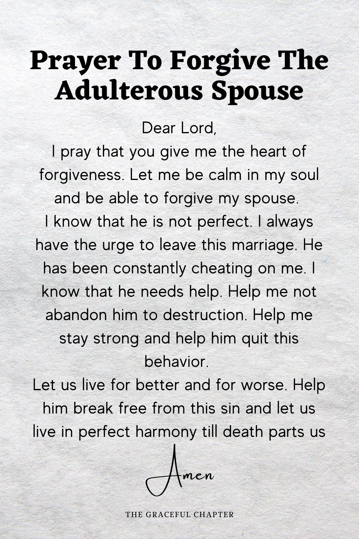 Prayer to forgive the adulterous spouse