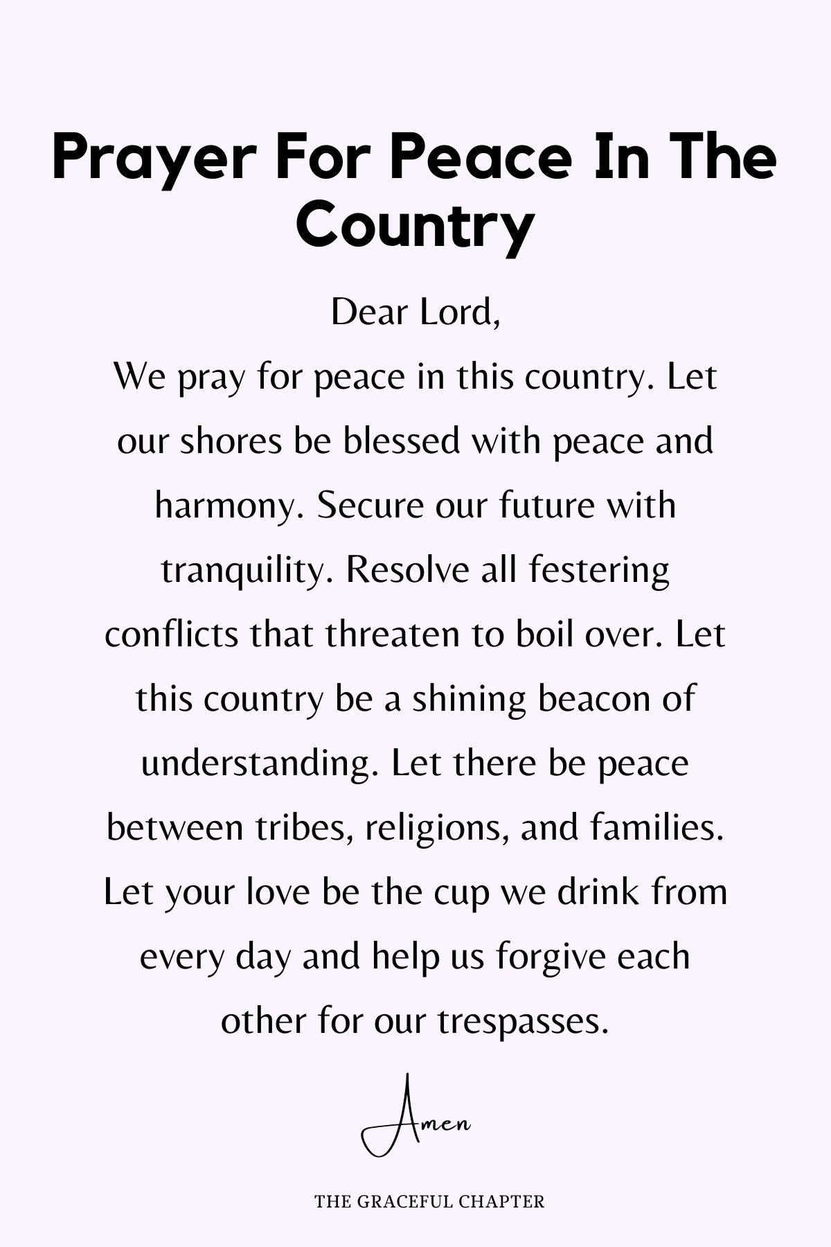 Prayer for peace in the country