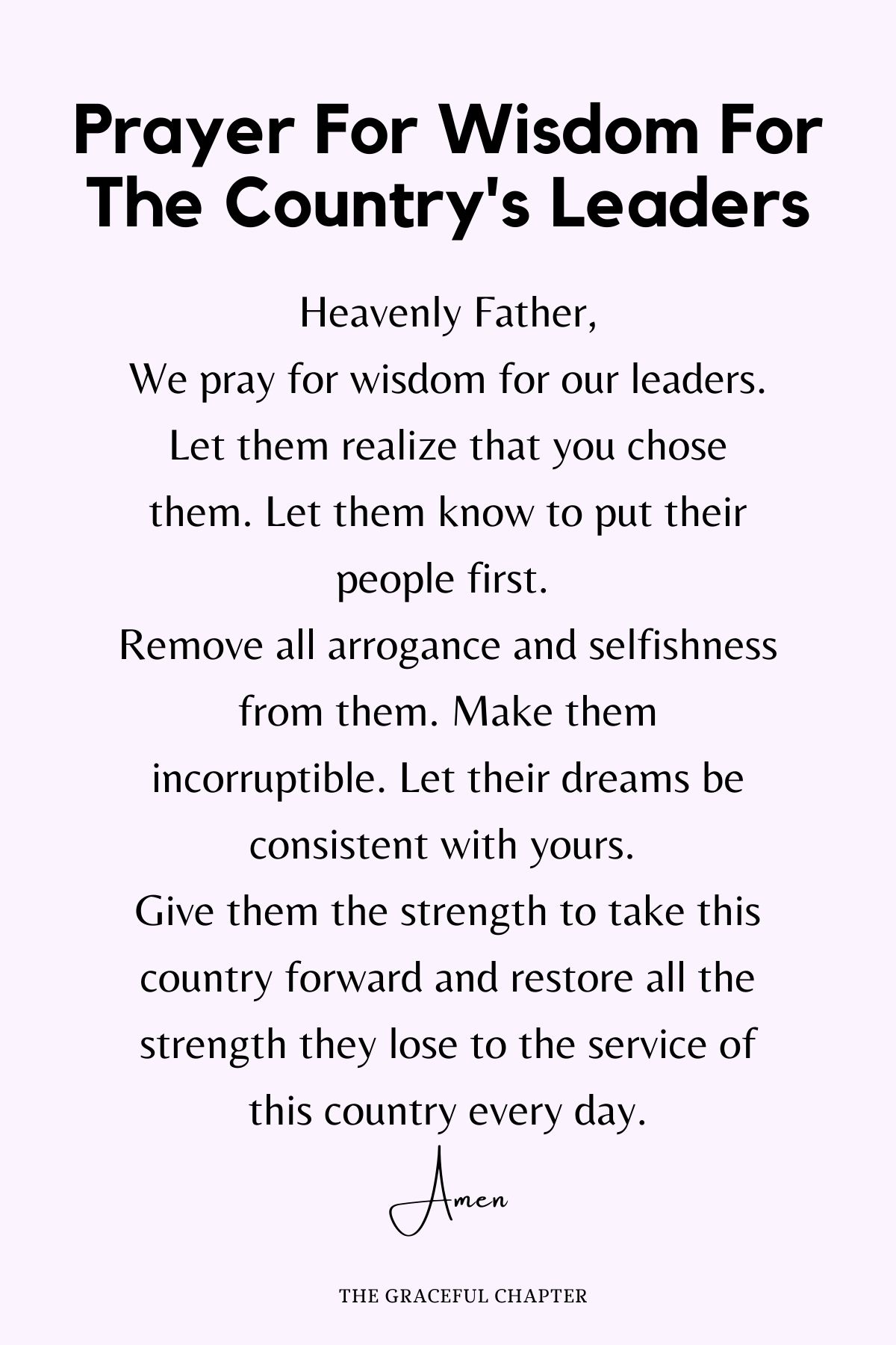 Prayer for wisdom for the country's leaders