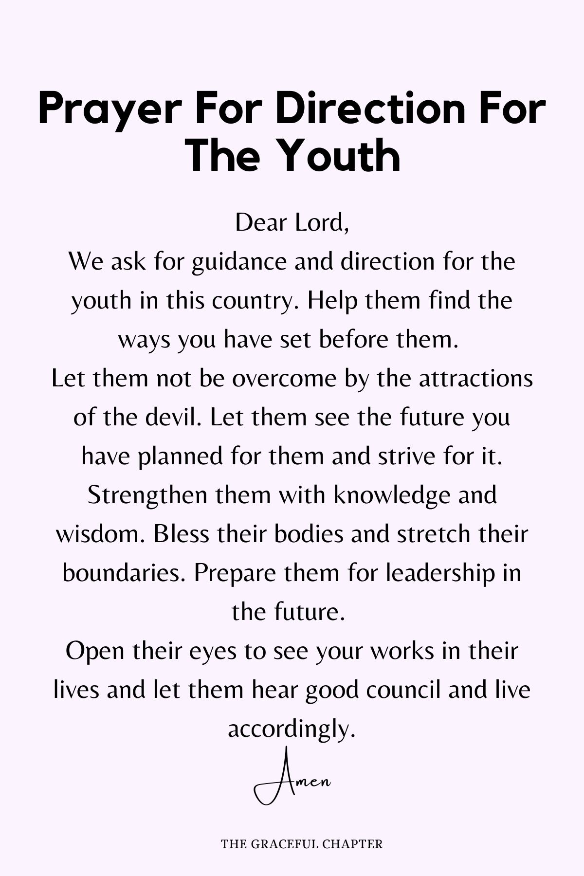 Prayer for direction for the youth