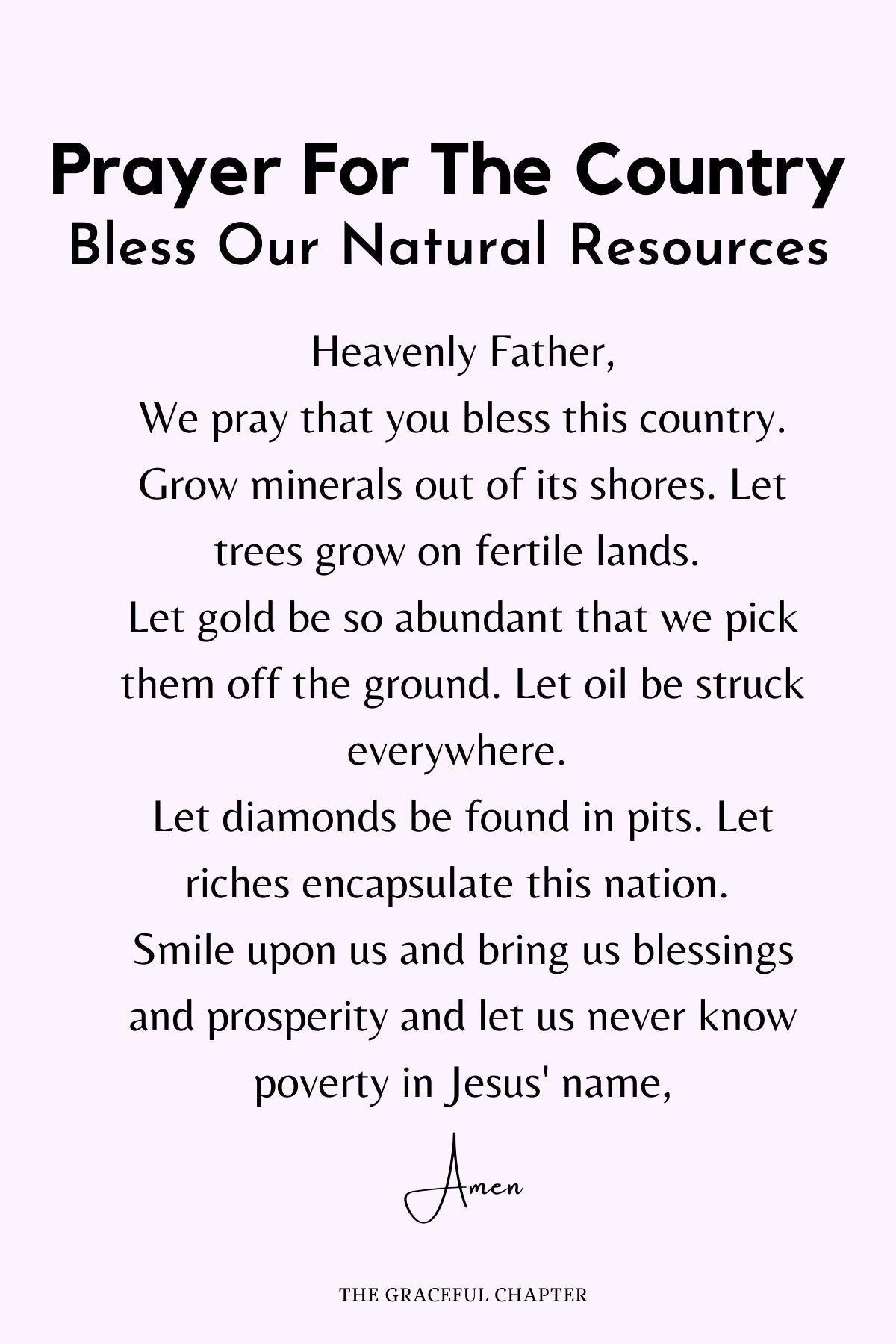 Bless our natural resources - Prayers for the country