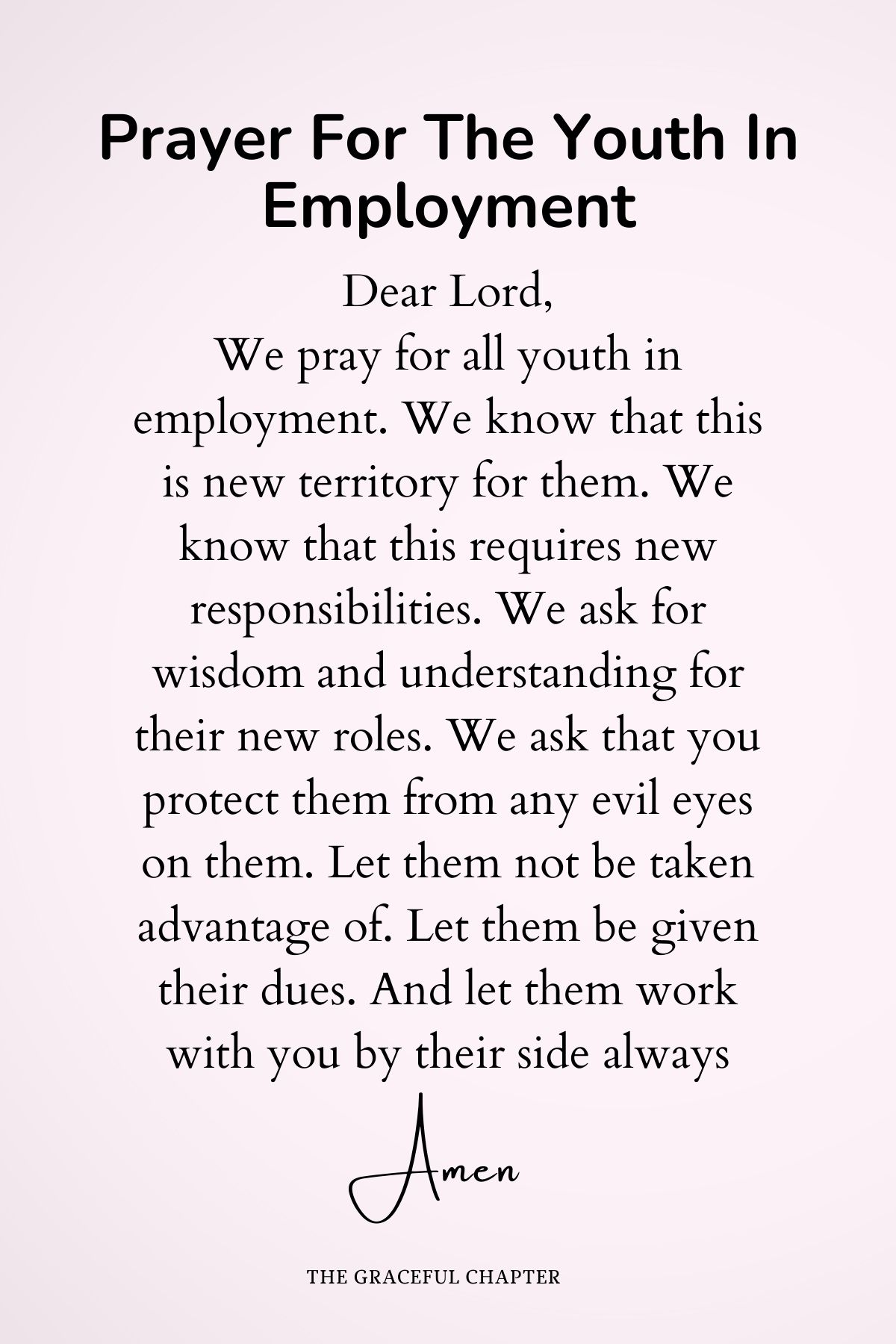 Prayer for the youth in employment