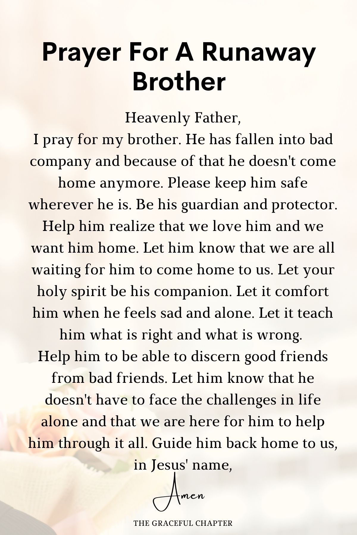 Prayer for a runaway brother