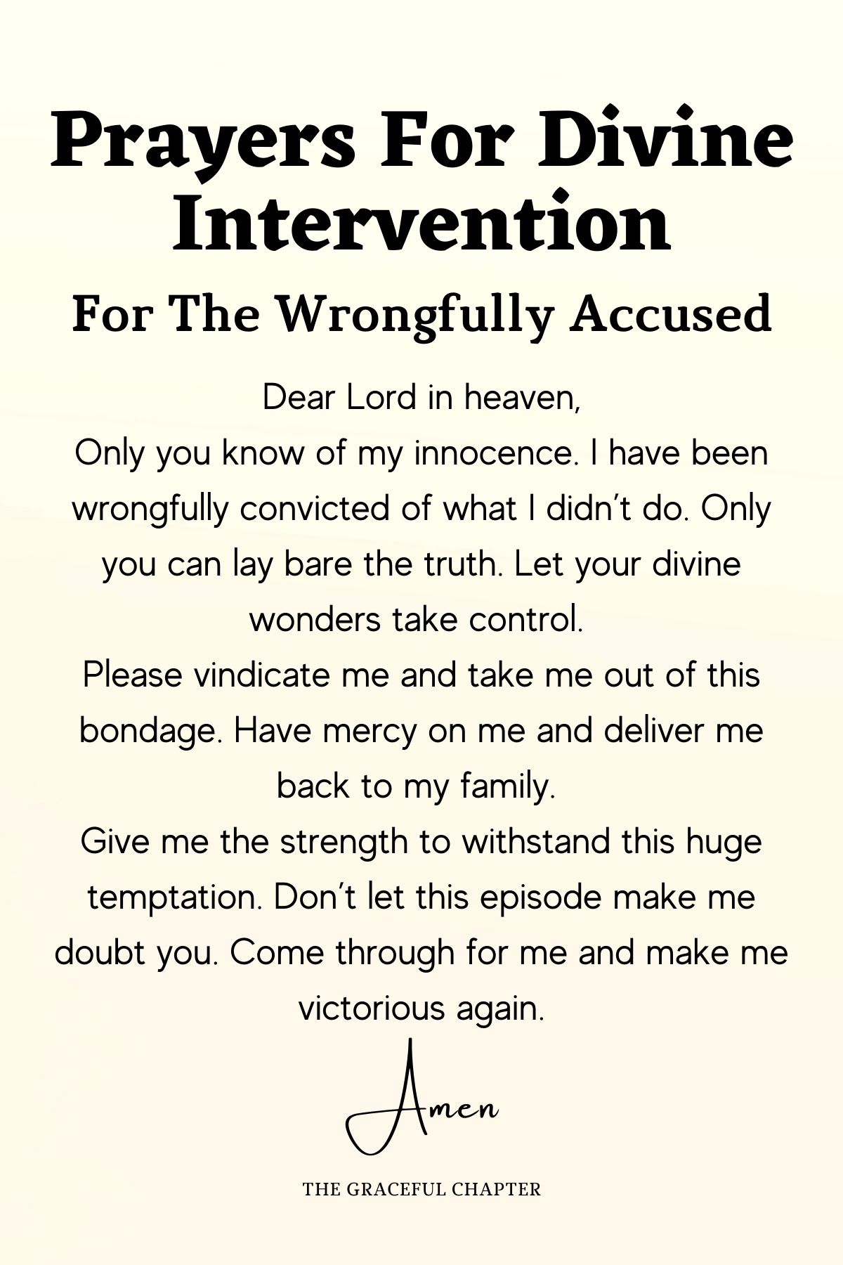 Prayer for divine intervention For the wrongfully accused
