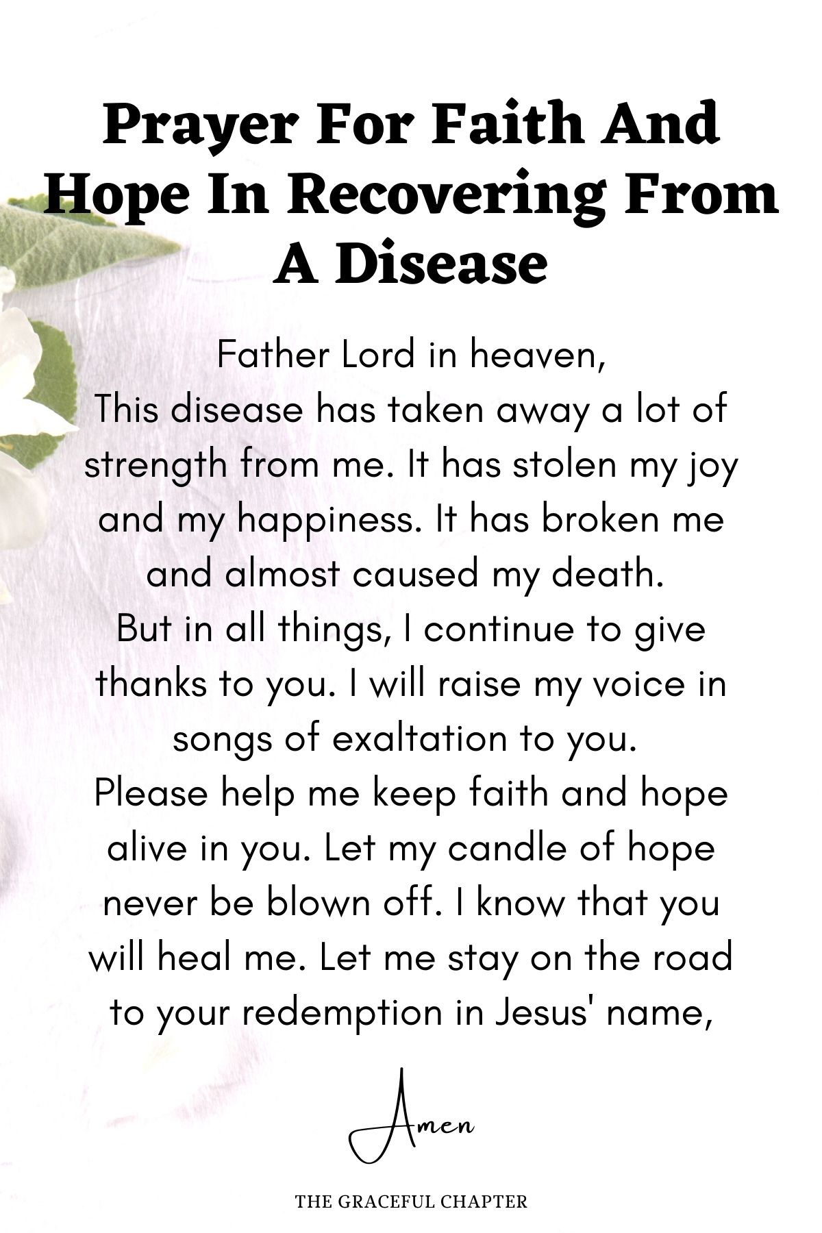 Prayer for faith and hope in recovering from a disease