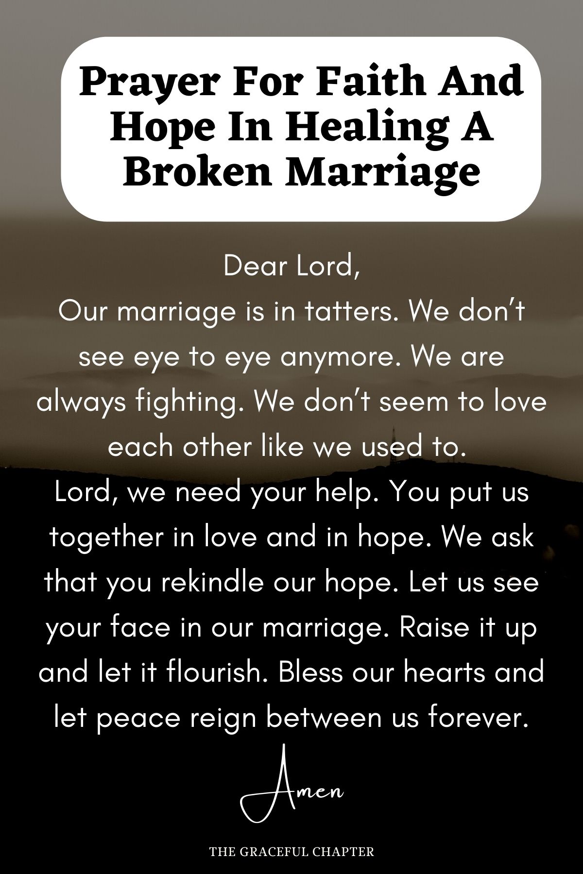 Prayer for faith and hope in healing a broken marriage