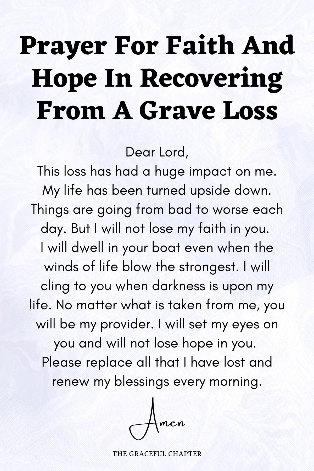 Prayer for faith and hope in recovering from a grave loss