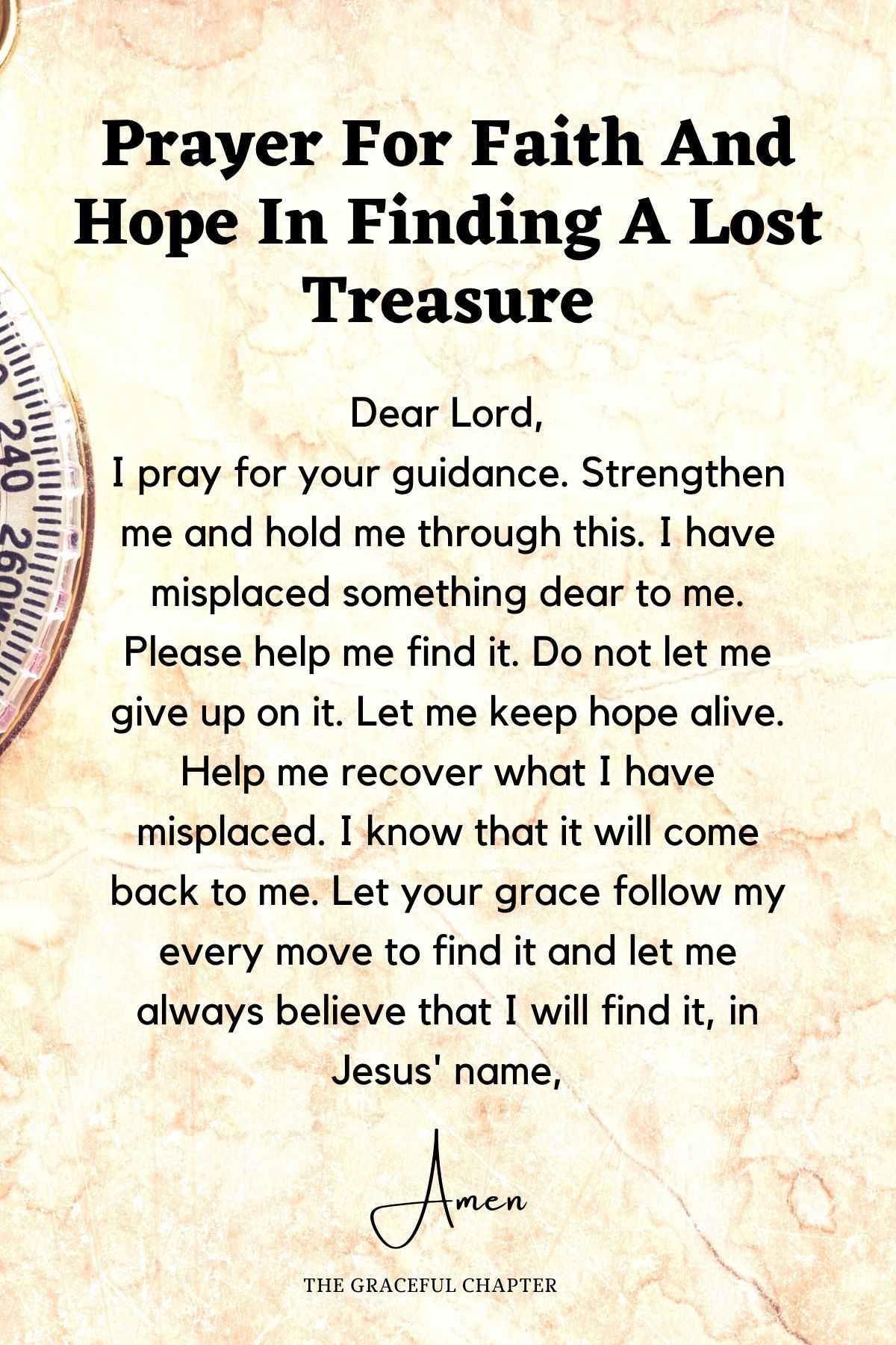 Prayer for faith and hope in finding a lost treasure